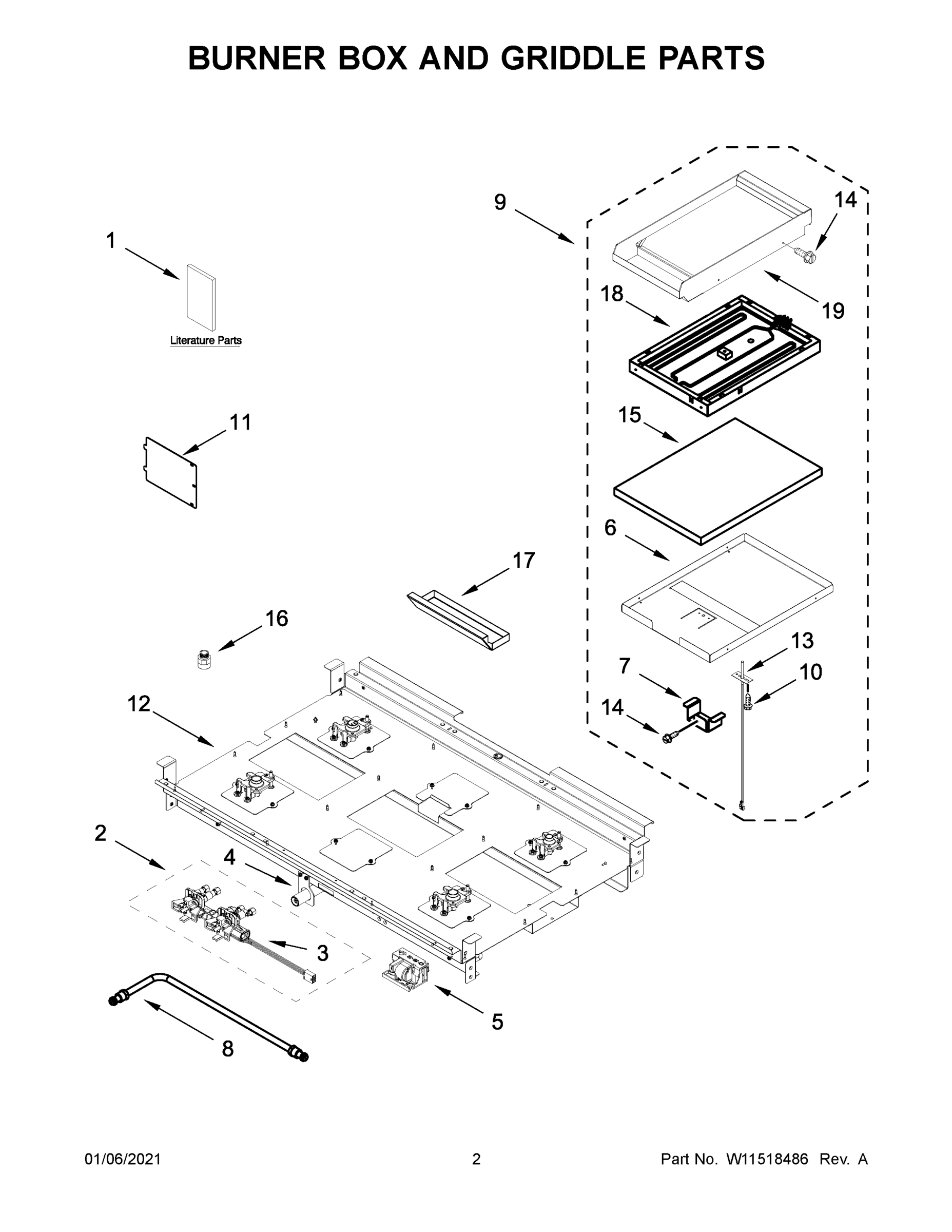 02 - BURNER BOX AND GRIDDLE PARTS