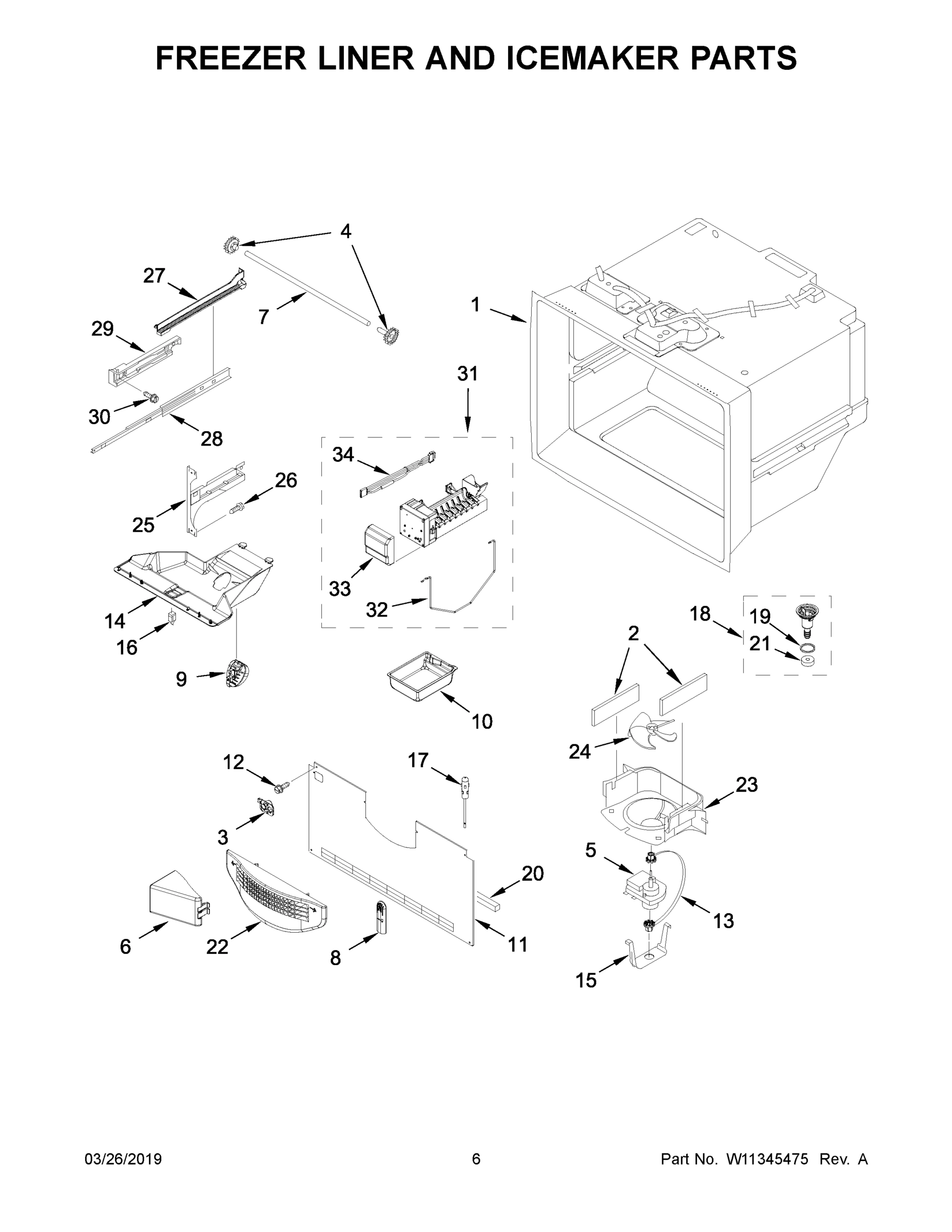 04 - FREEZER LINER AND ICEMAKER PARTS