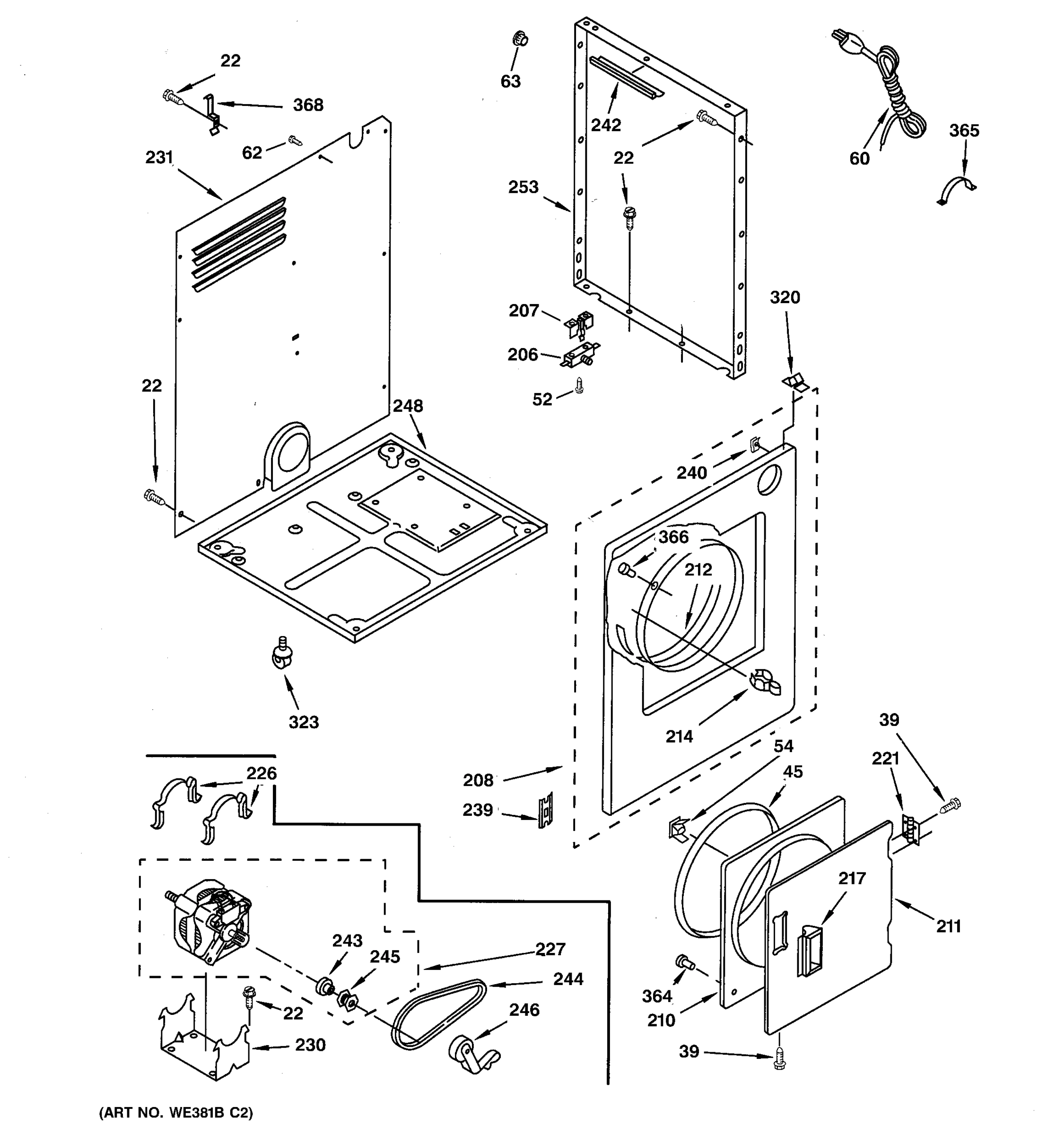CABINET, FRONT PANEL, DOOR & MOTOR