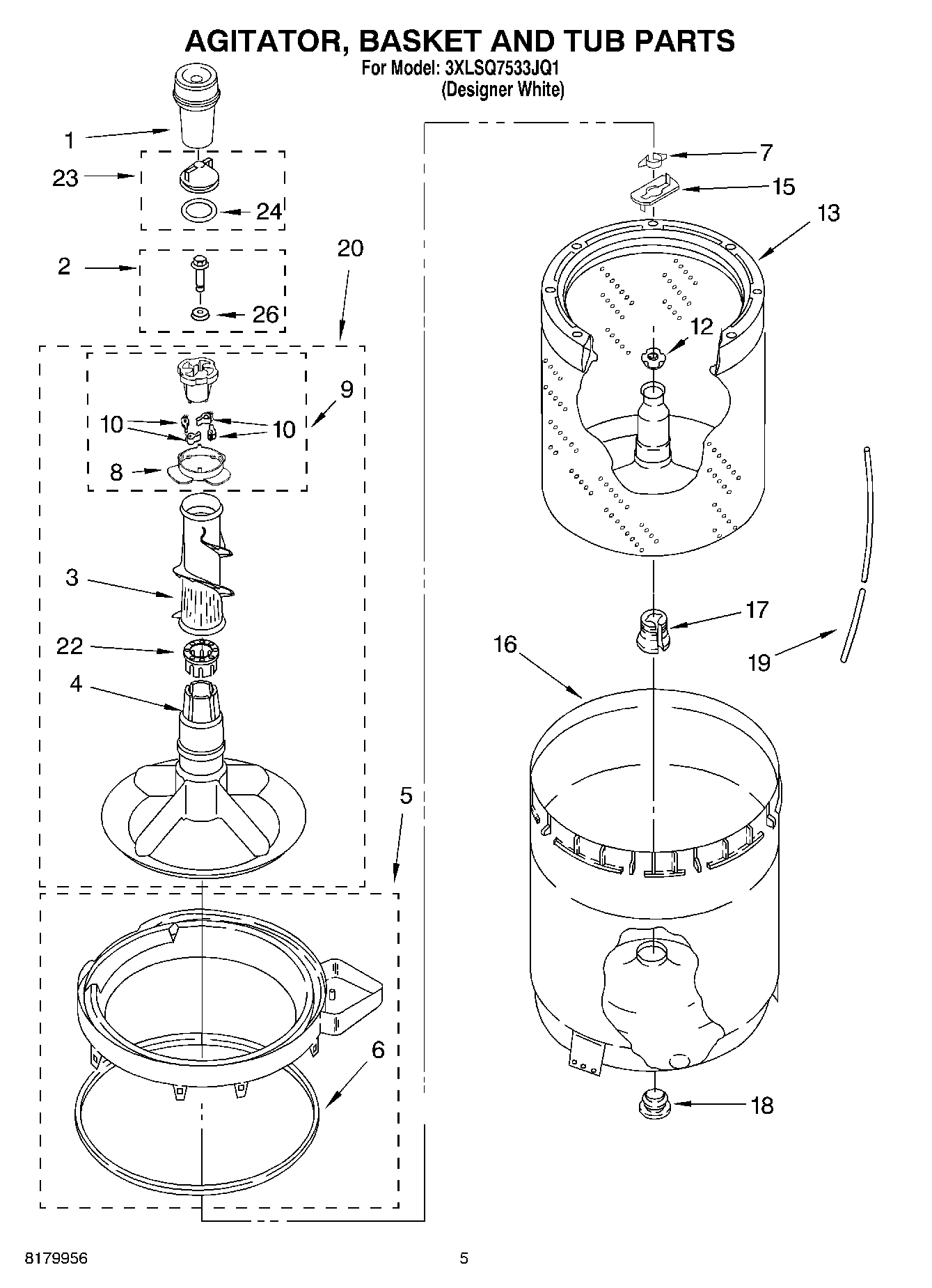03 - AGITATOR, BASKET AND TUB PARTS