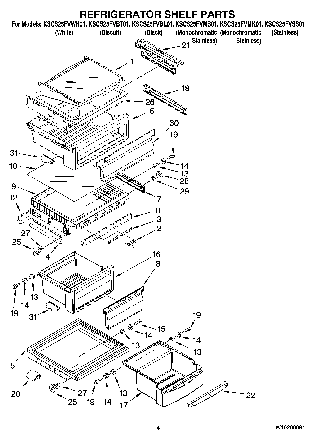 03 - REFRIGERATOR SHELF PARTS