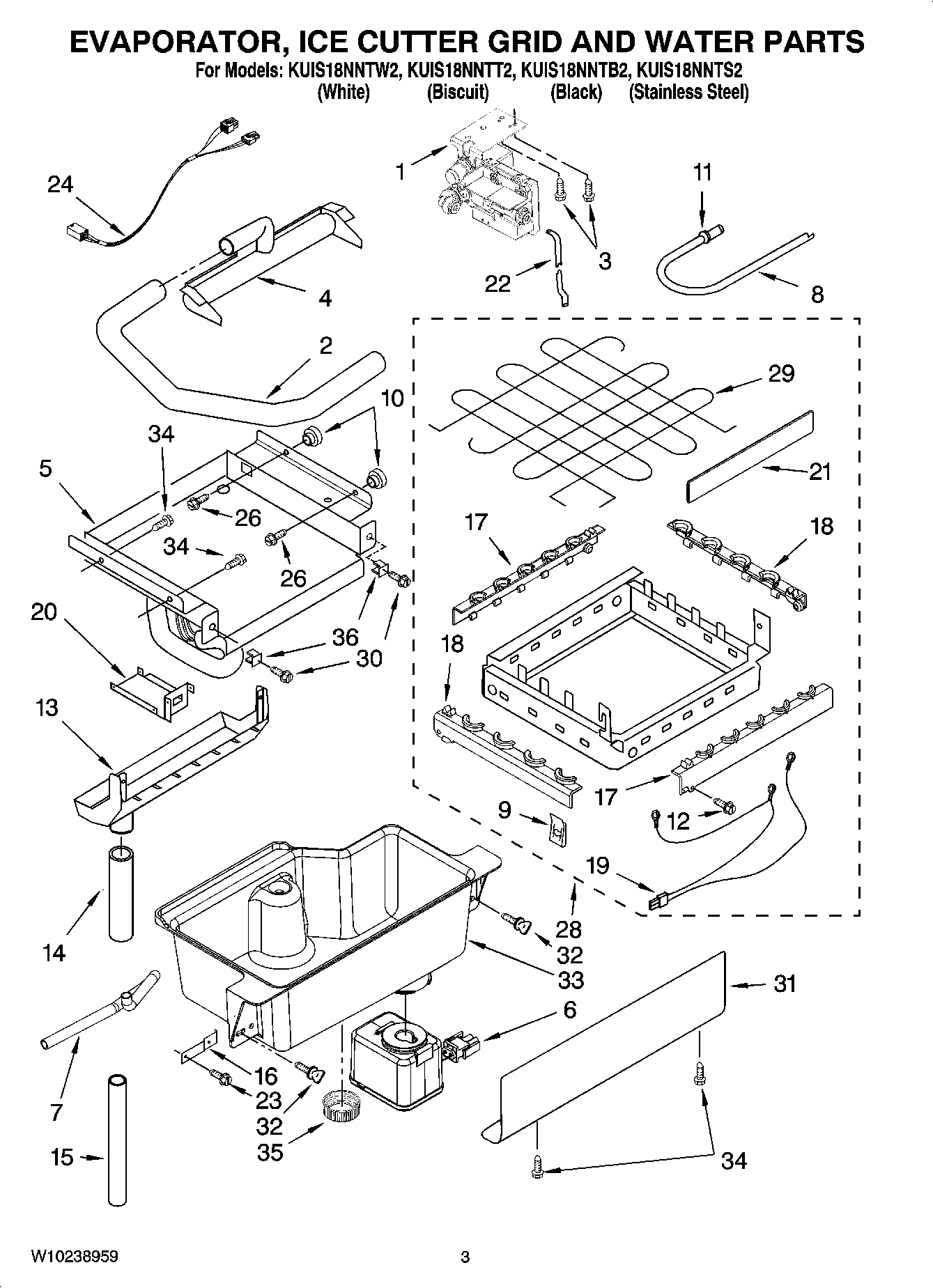 02 - EVAPORATOR, ICE CUTTER GRID AND WATER PARTS