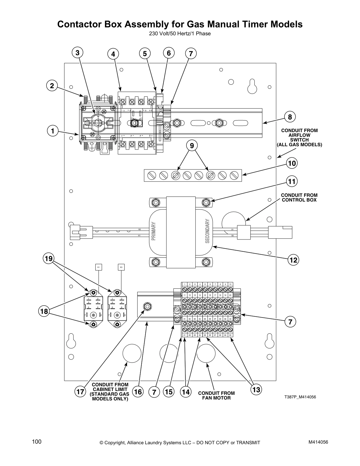 Contactor Box Assembly for Gas Manual Timer Models