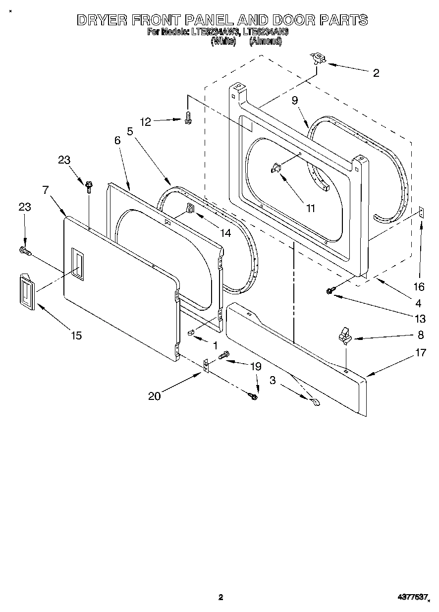 02 - DRYER FRONT PANEL AND DOOR