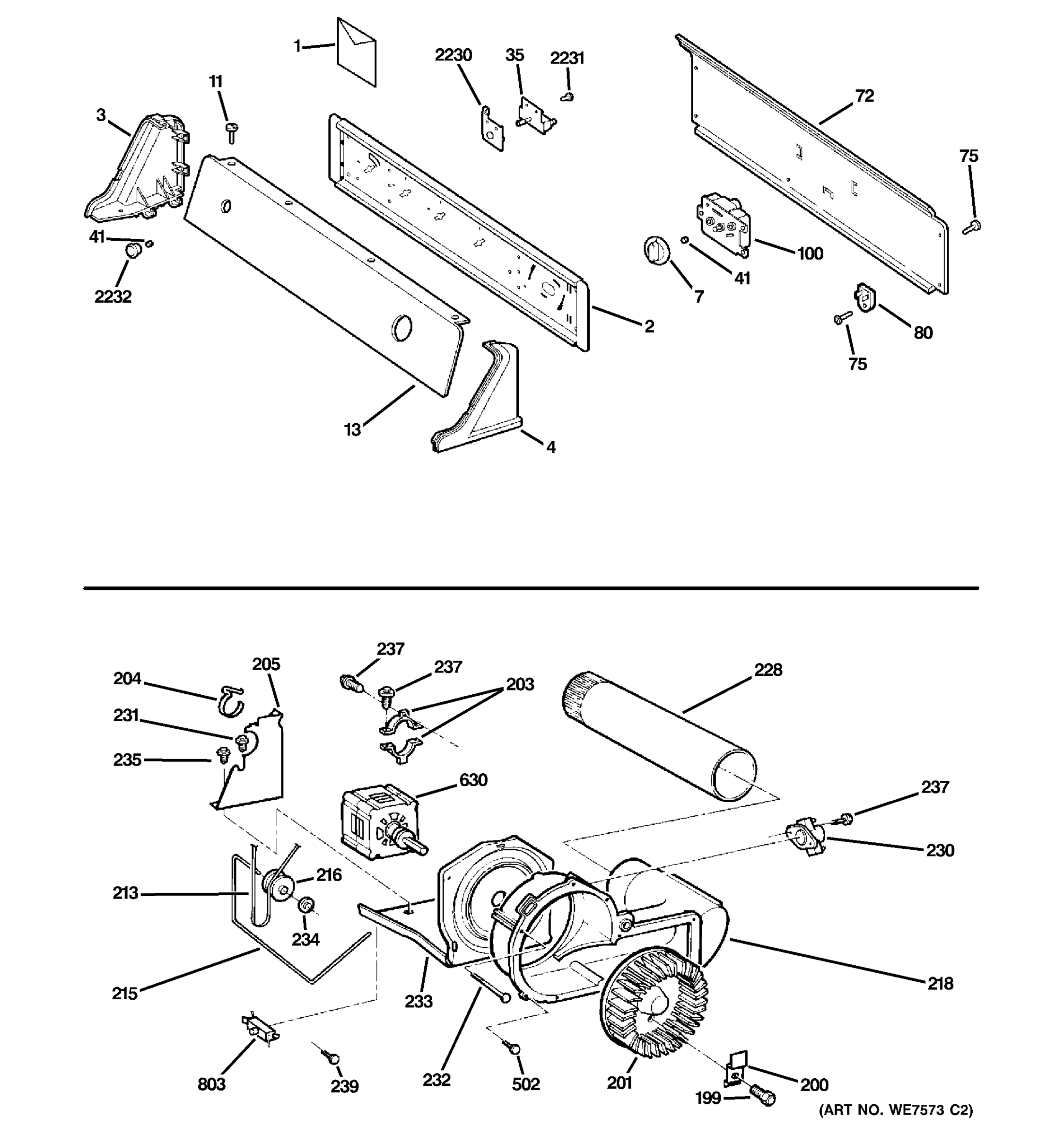 CONTROLS, BACKSPLASH, BLOWER & MOTOR