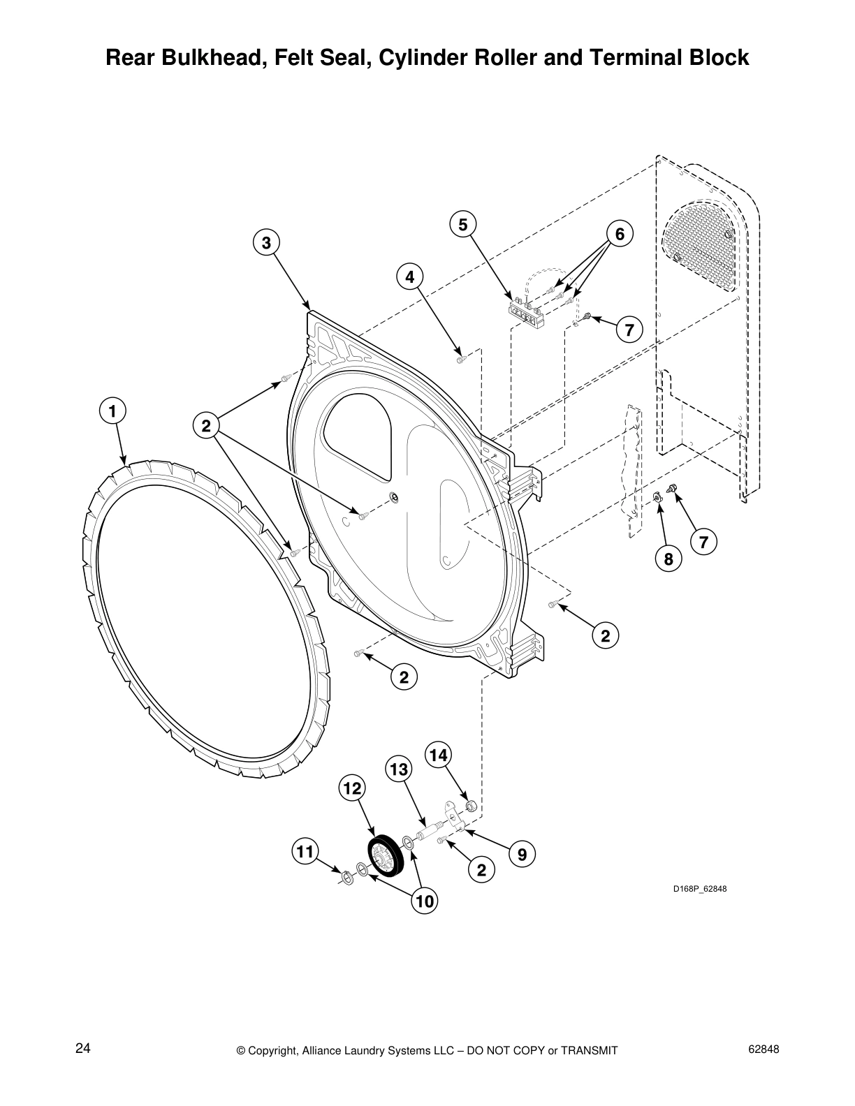 Rear Bulkhead, Felt Seal, Cylinder Roller and Terminal Block
