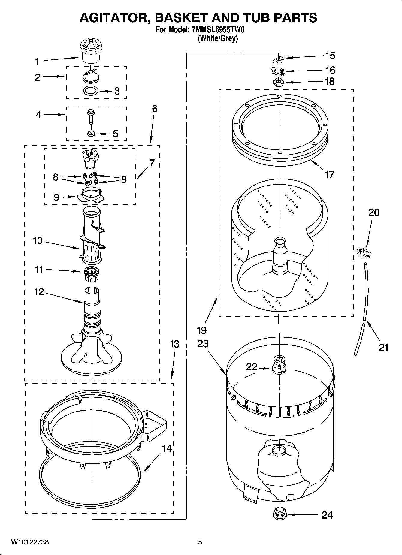 03 - AGITATOR, BASKET AND TUB PARTS