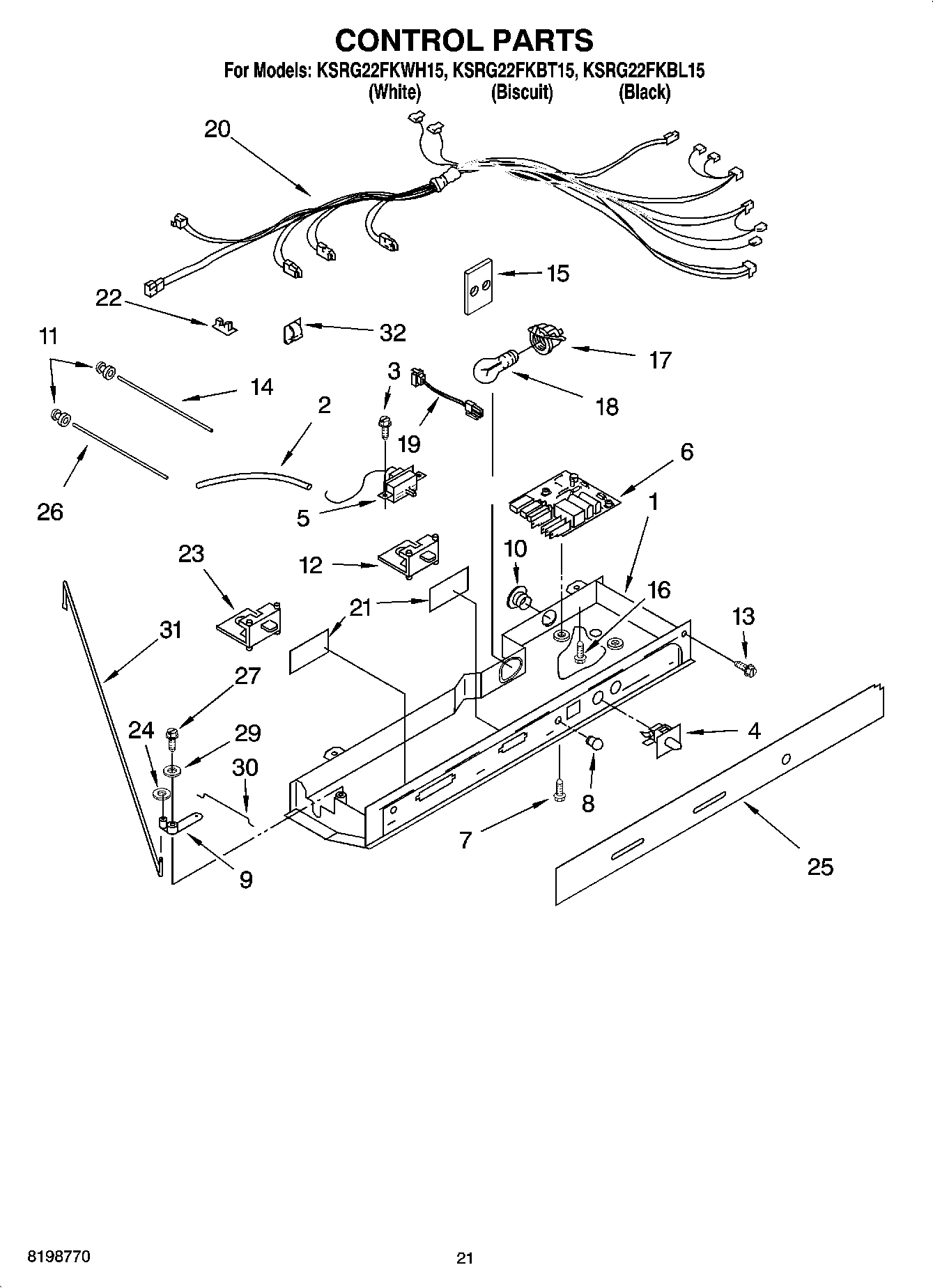 12 - CONTROL PARTS, PARTS NOT ILLUSTRATED