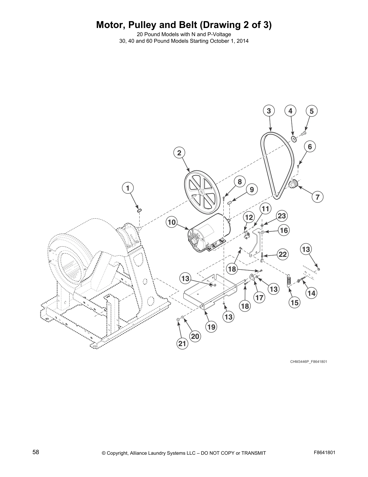Motor, Pulley and Belt (Drawing 2 of 3)