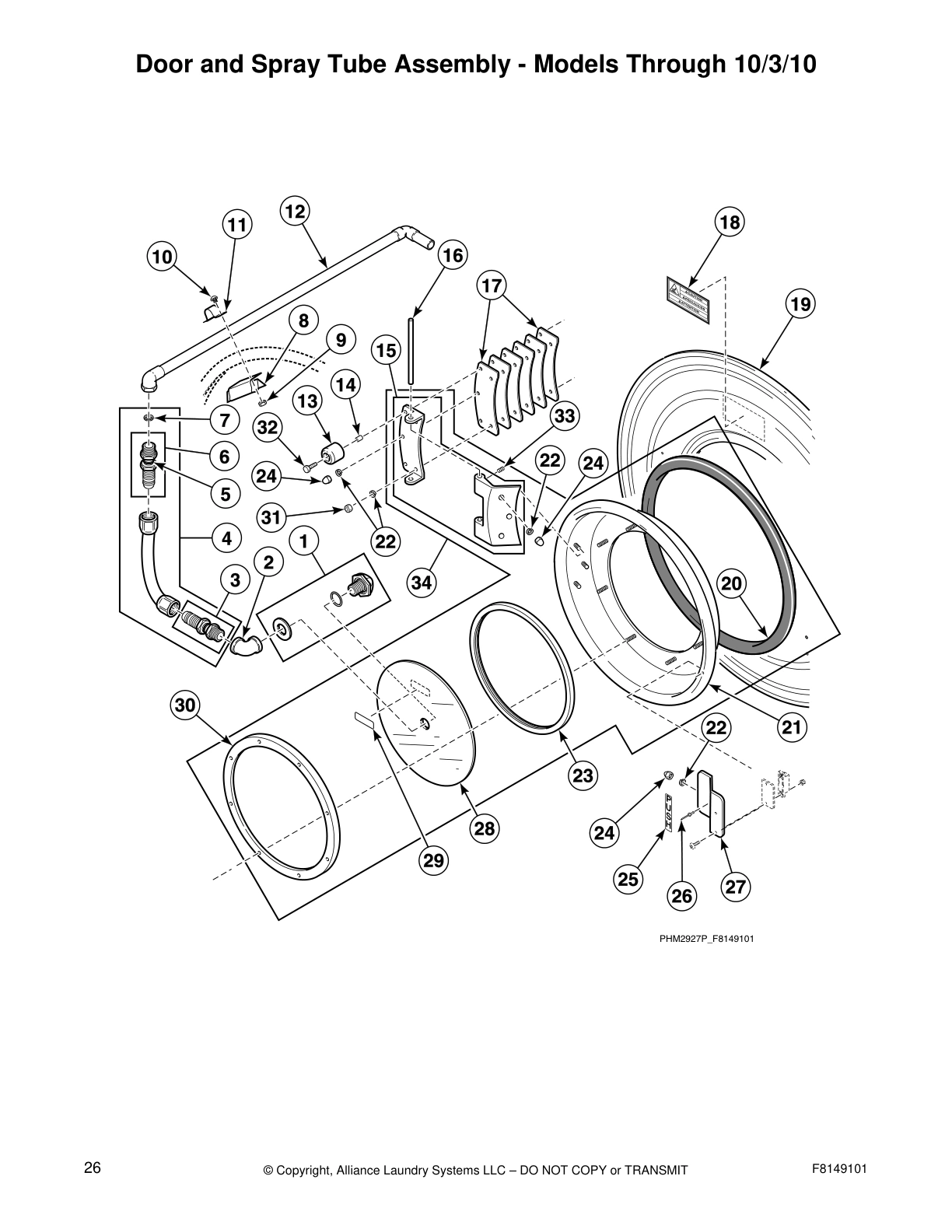 Door and Spray Tube Assembly - Models Through 10/3/10