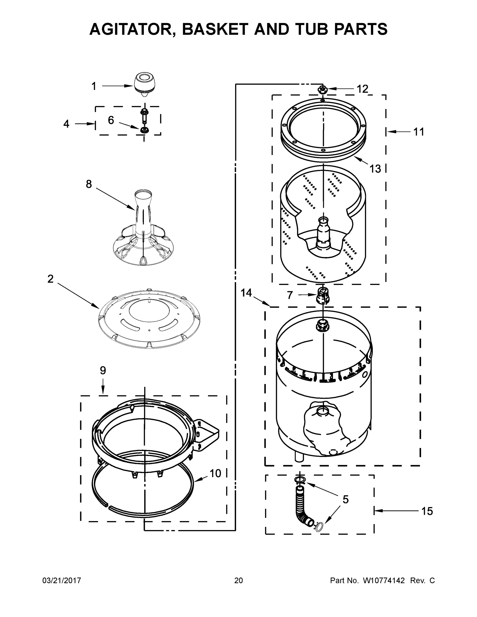 11 - AGITATOR, BASKET AND TUB PARTS