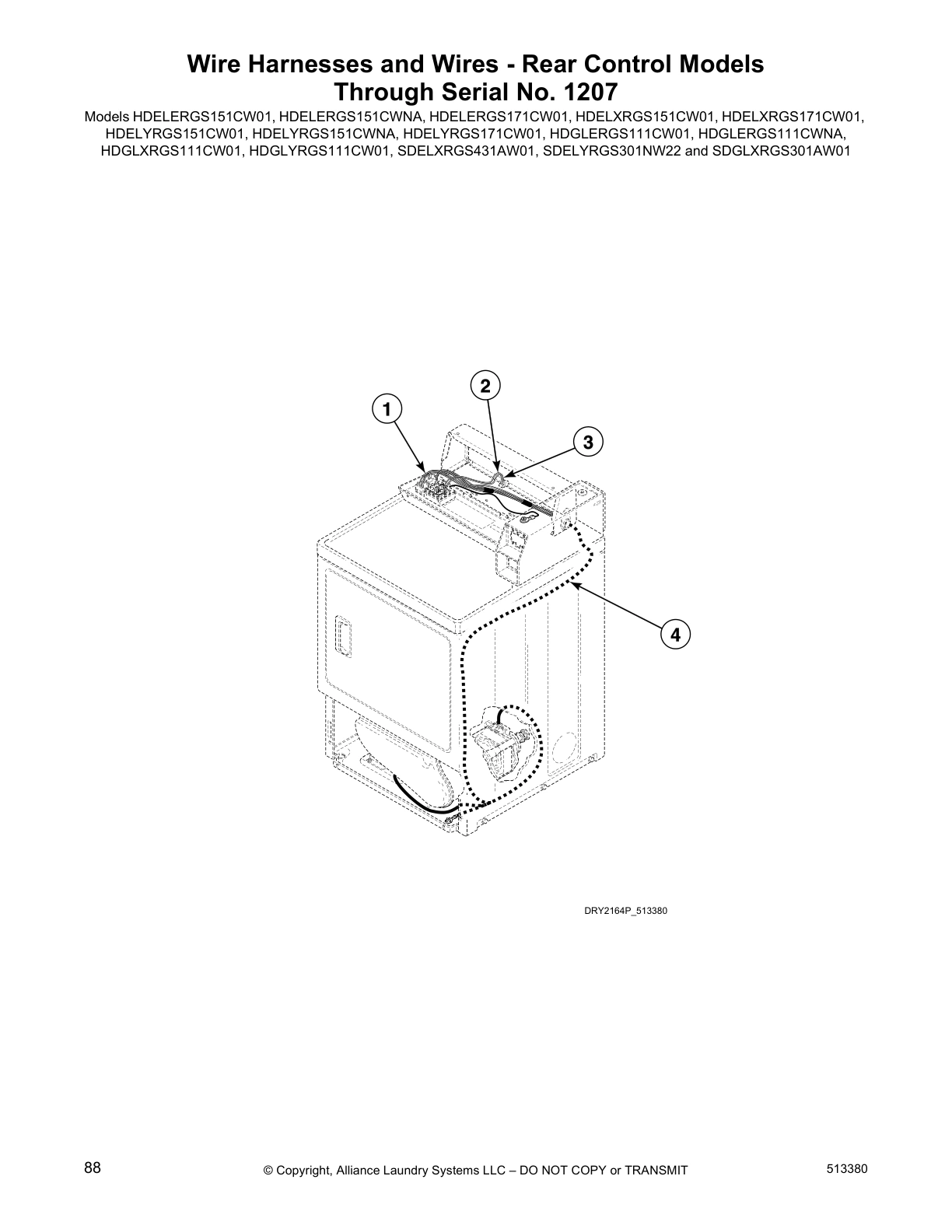 Wire Harnesses and Wires - Rear Control Models 
Through Serial No. 1207