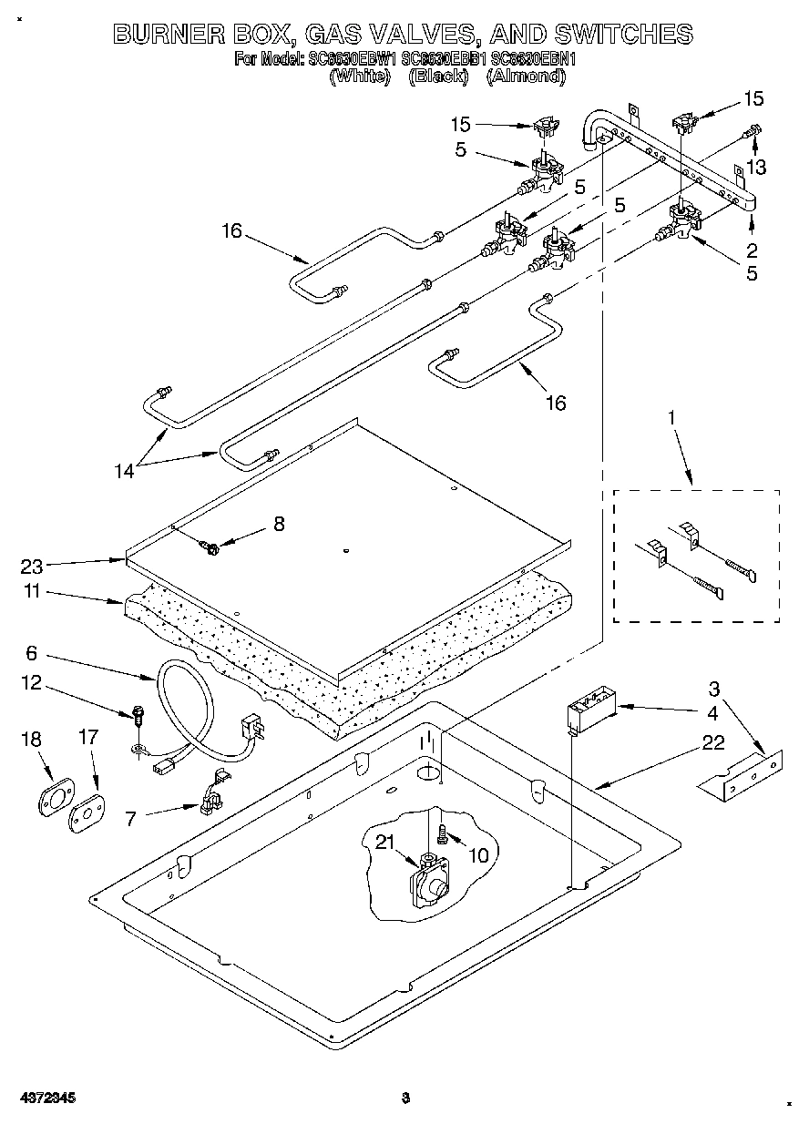 02 - BURNER BOX, GAS VALVES, AND SWITCHES