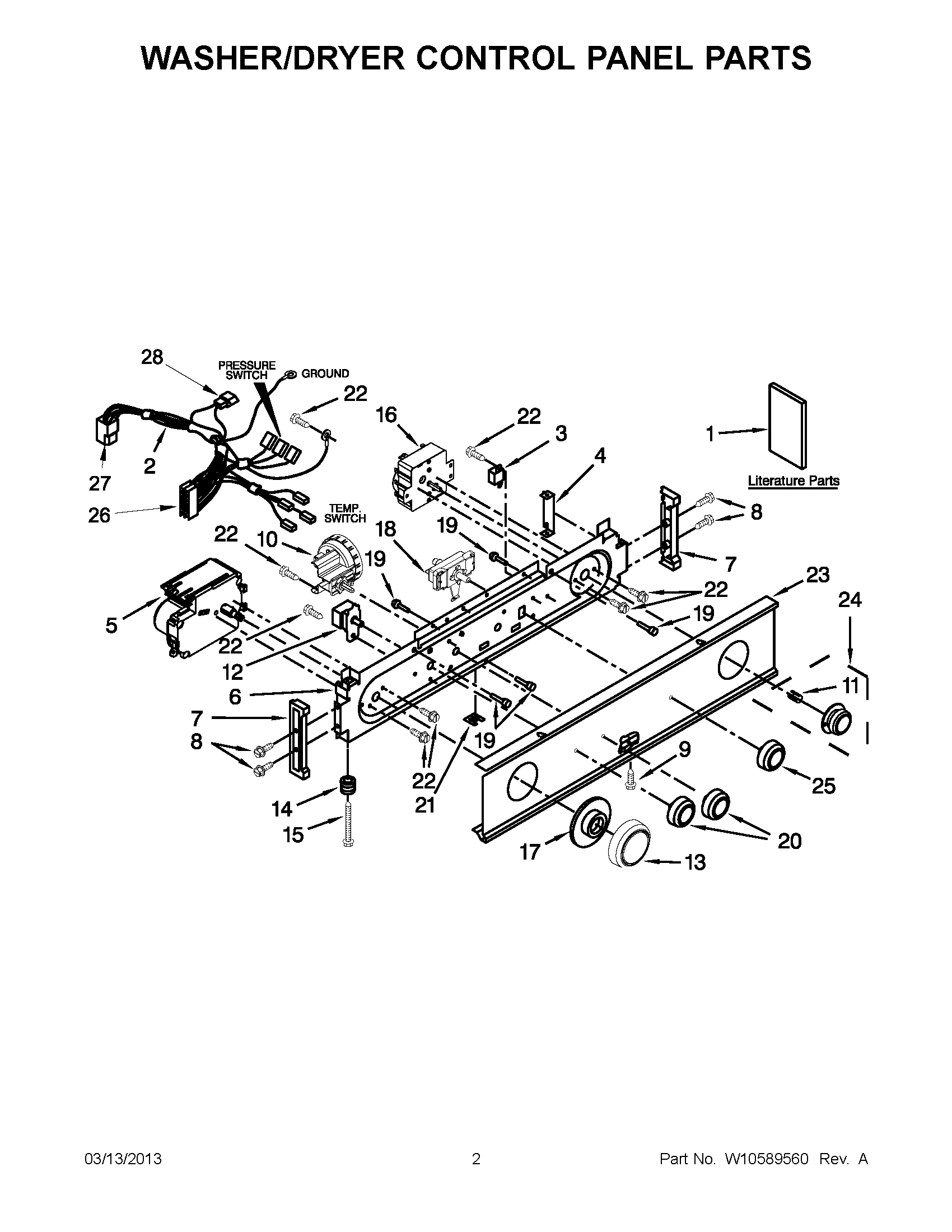 01 - WASHER/DRYER CONTROL PANEL PARTS
