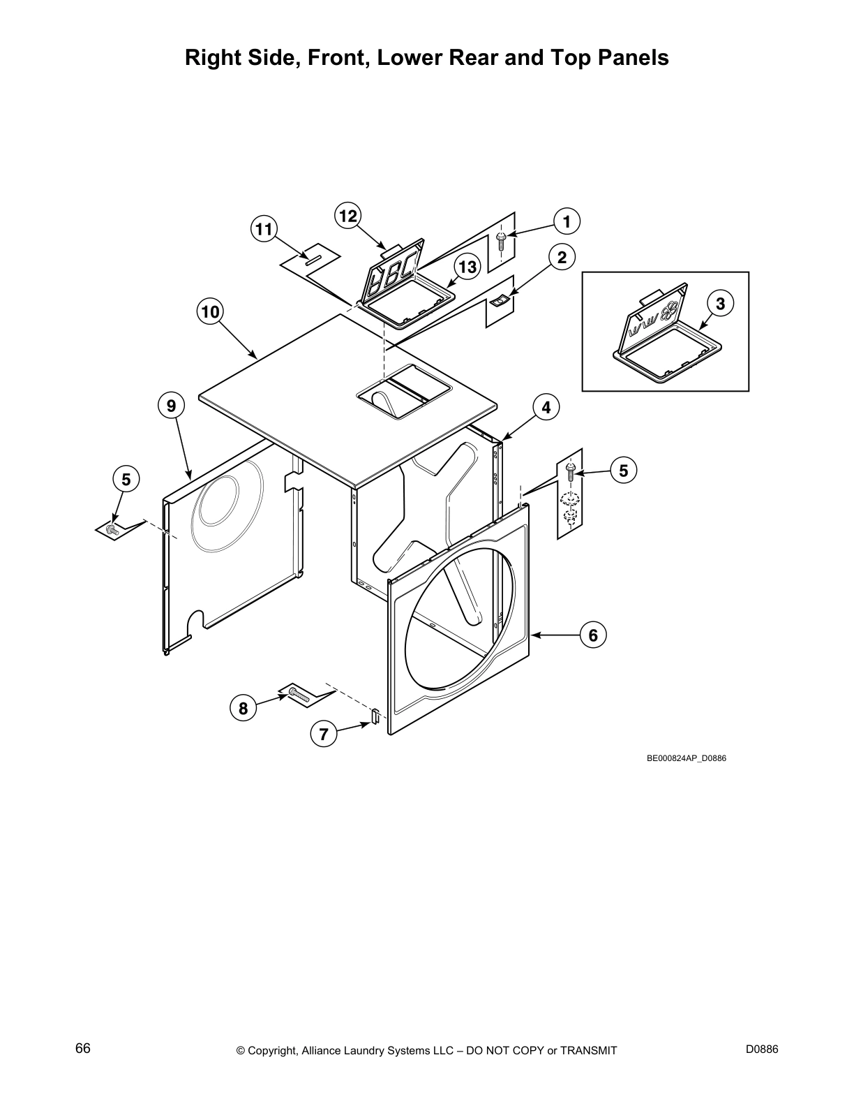Right Side, Front, Lower Rear and Top Panels
