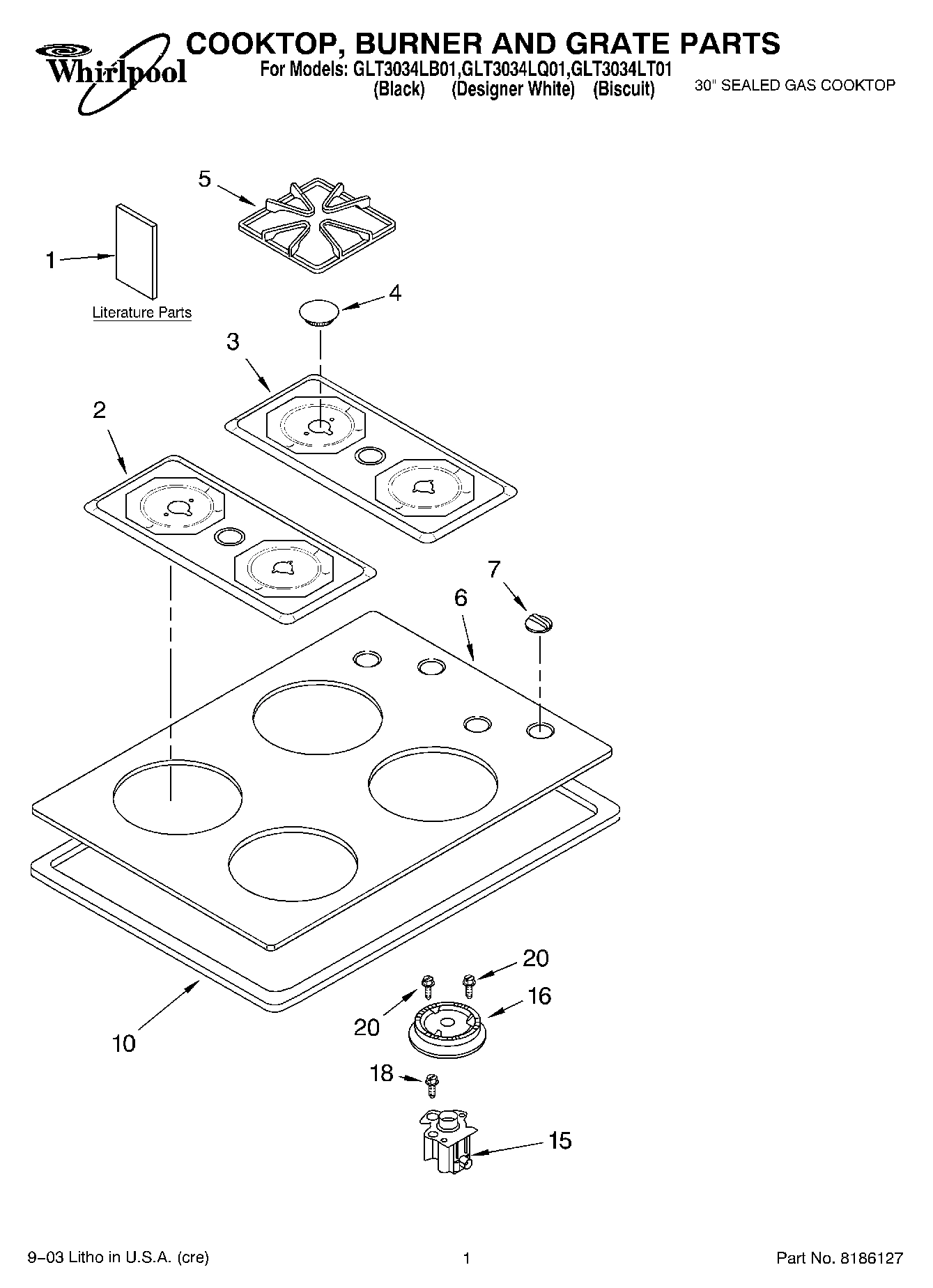 01 - COOKTOP, BURNER AND GRATE PARTS