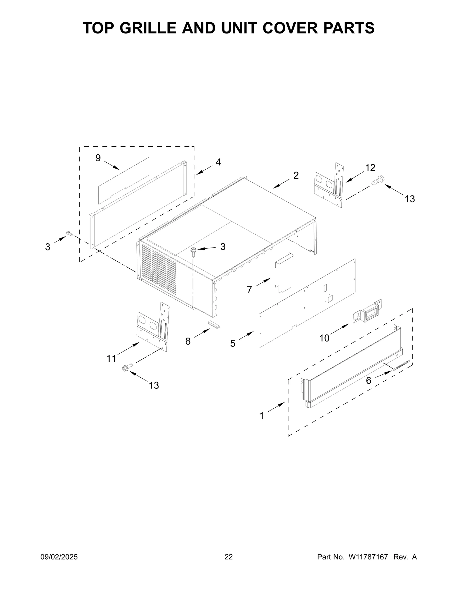 TOP GRILLE AND UNIT COVER PARTS