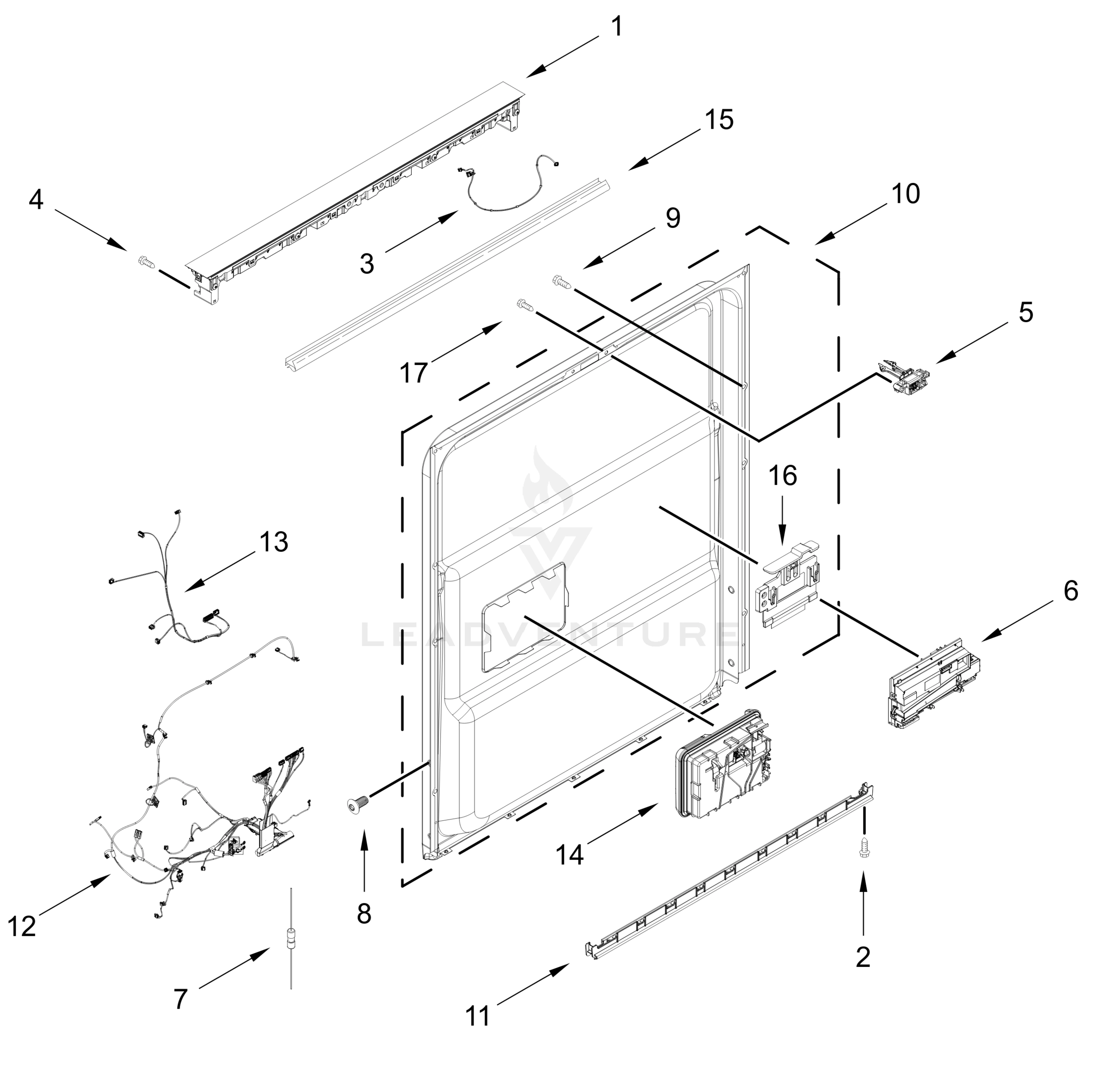 CONTROL PANEL AND INNER DOOR PARTS