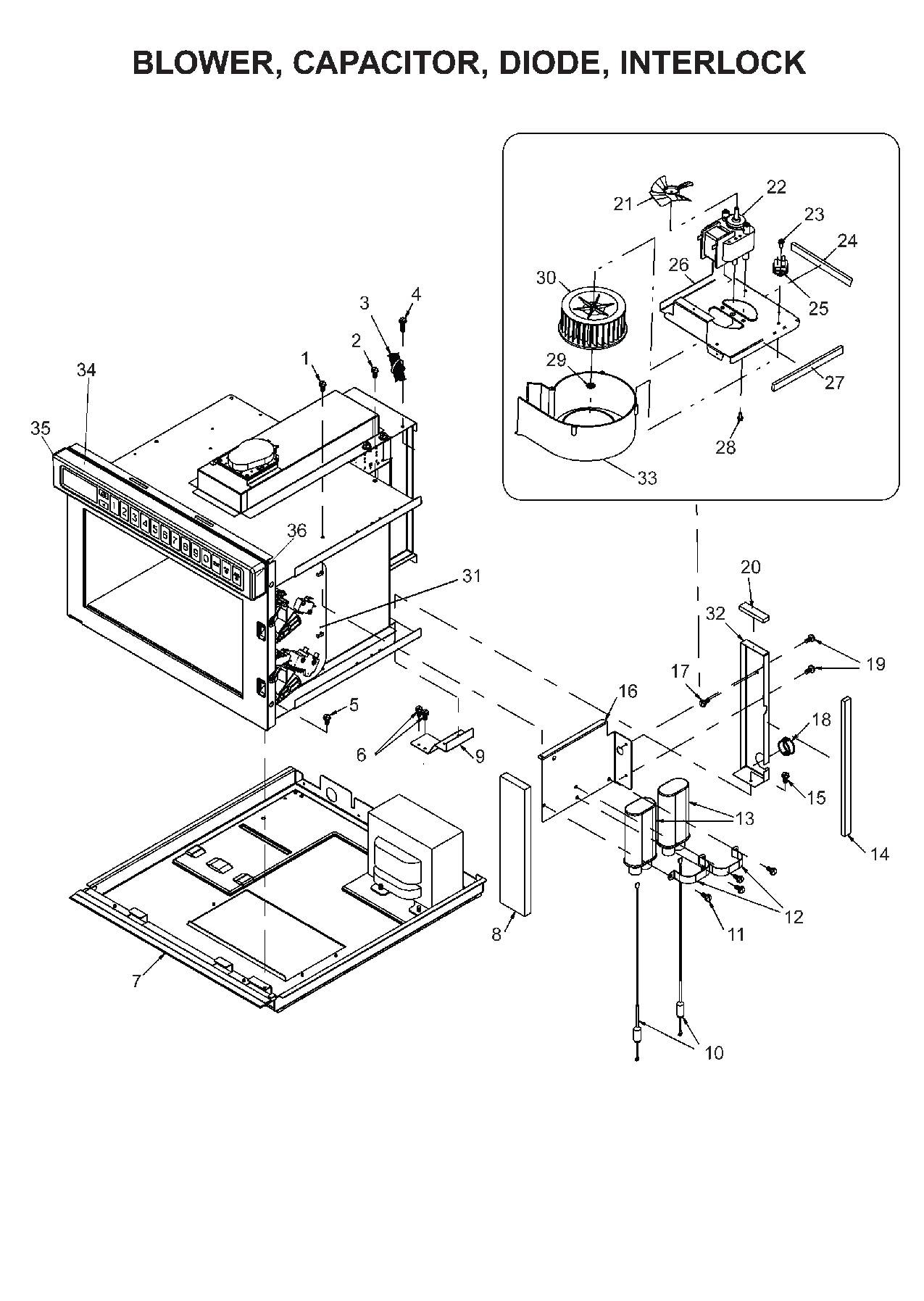 BLOWER / CAPACITOR / DIODE / INTERLOCK