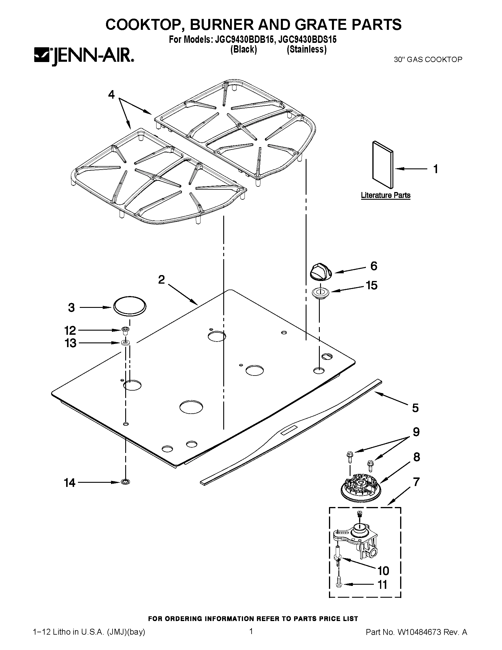 01 - COOKTOP, BURNER AND GRATE PARTS