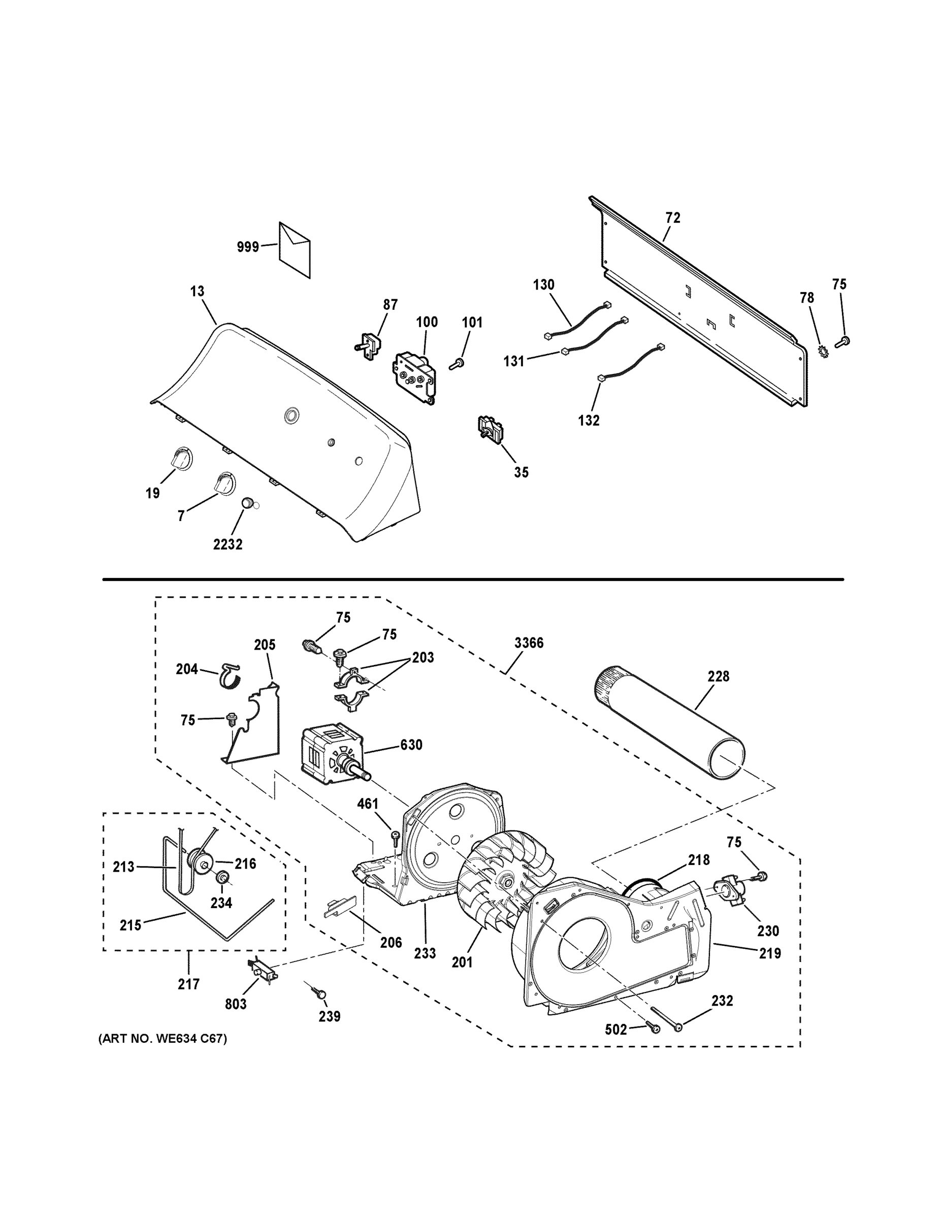 BACKSPLASH, BLOWER & MOTOR ASSEMBLY