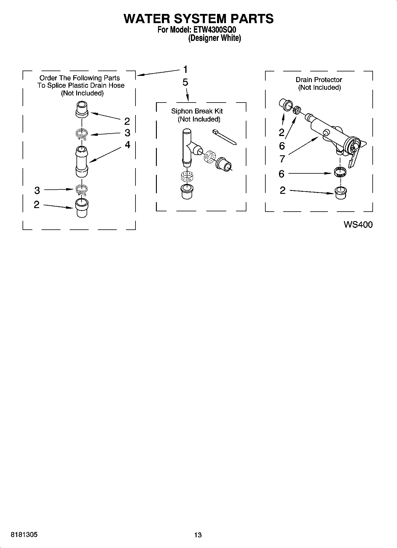 09 - WATER SYSTEM PARTS, OPTIONAL PARTS (NOT INCLUDED)