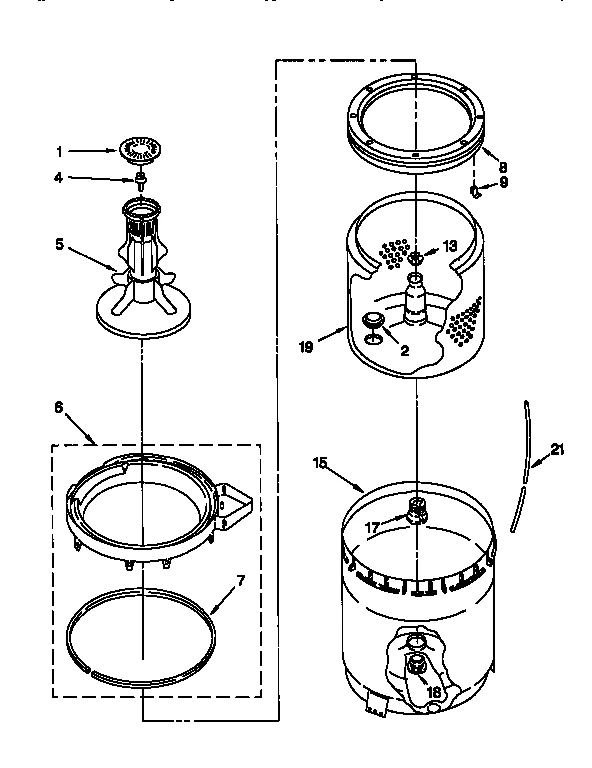 AGITATOR, BASKET AND TUB