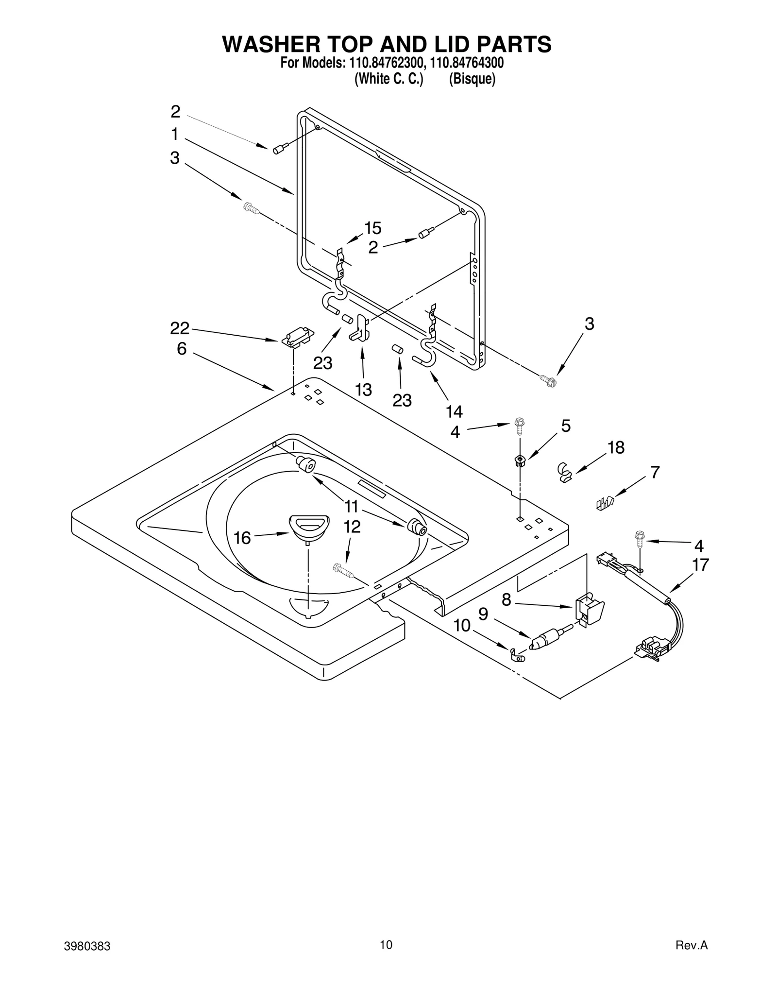 WASHER TOP AND LID PARTS