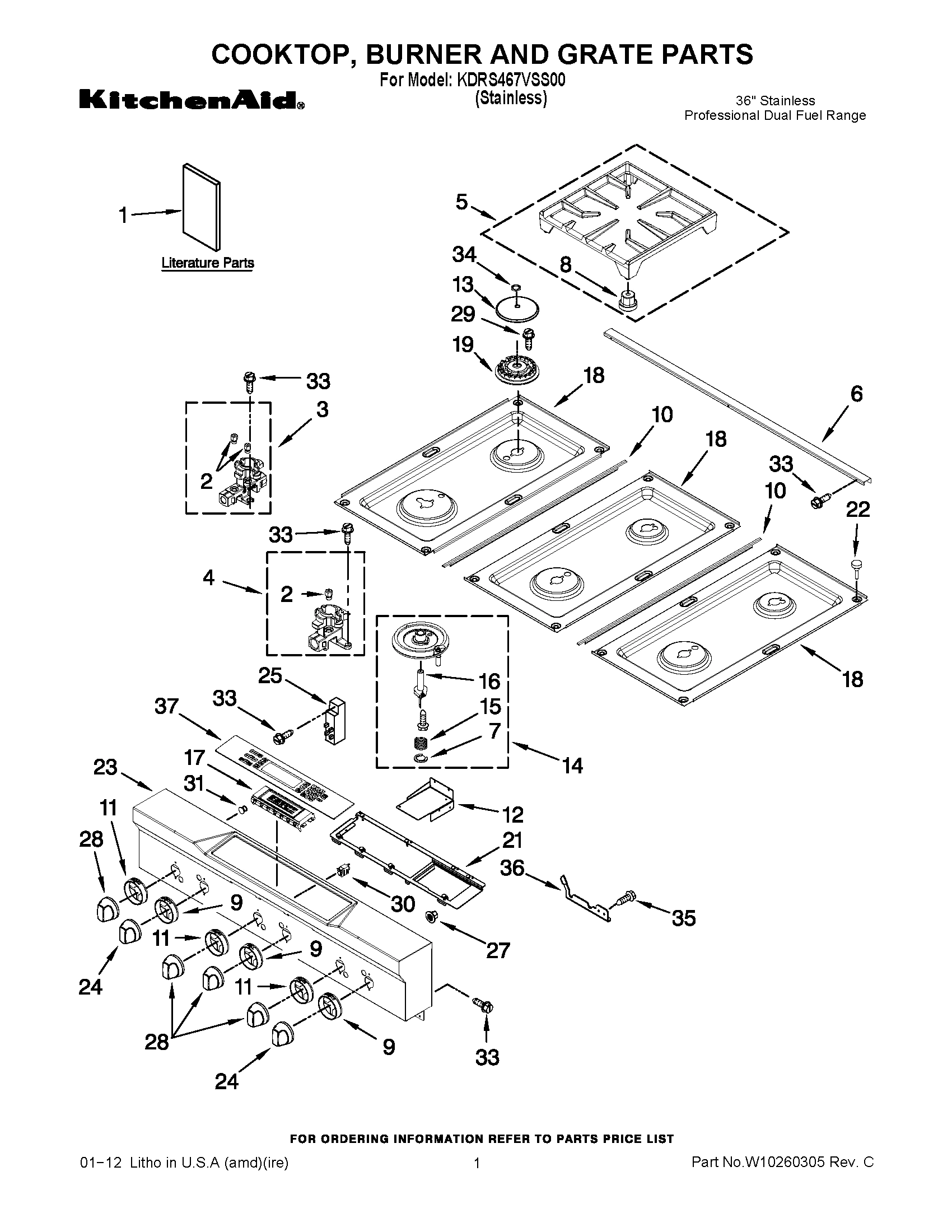 01 - COOKTOP, BURNER AND GRATE PARTS