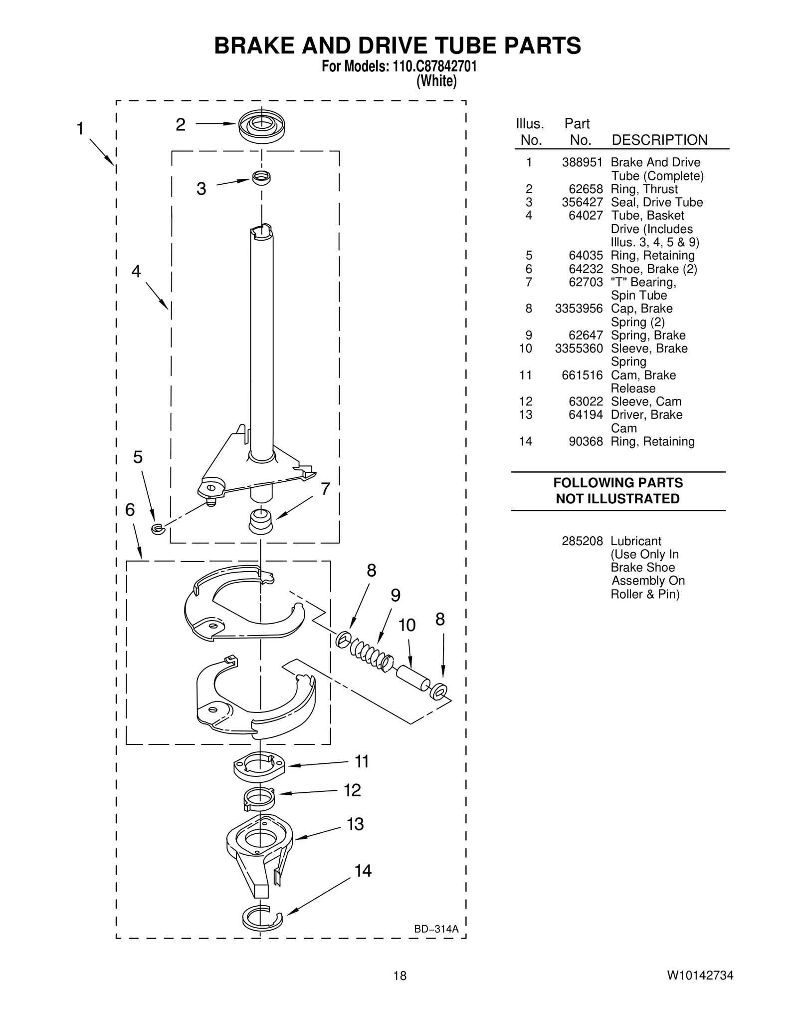 BRAKE AND DRIVE TUBE PARTS