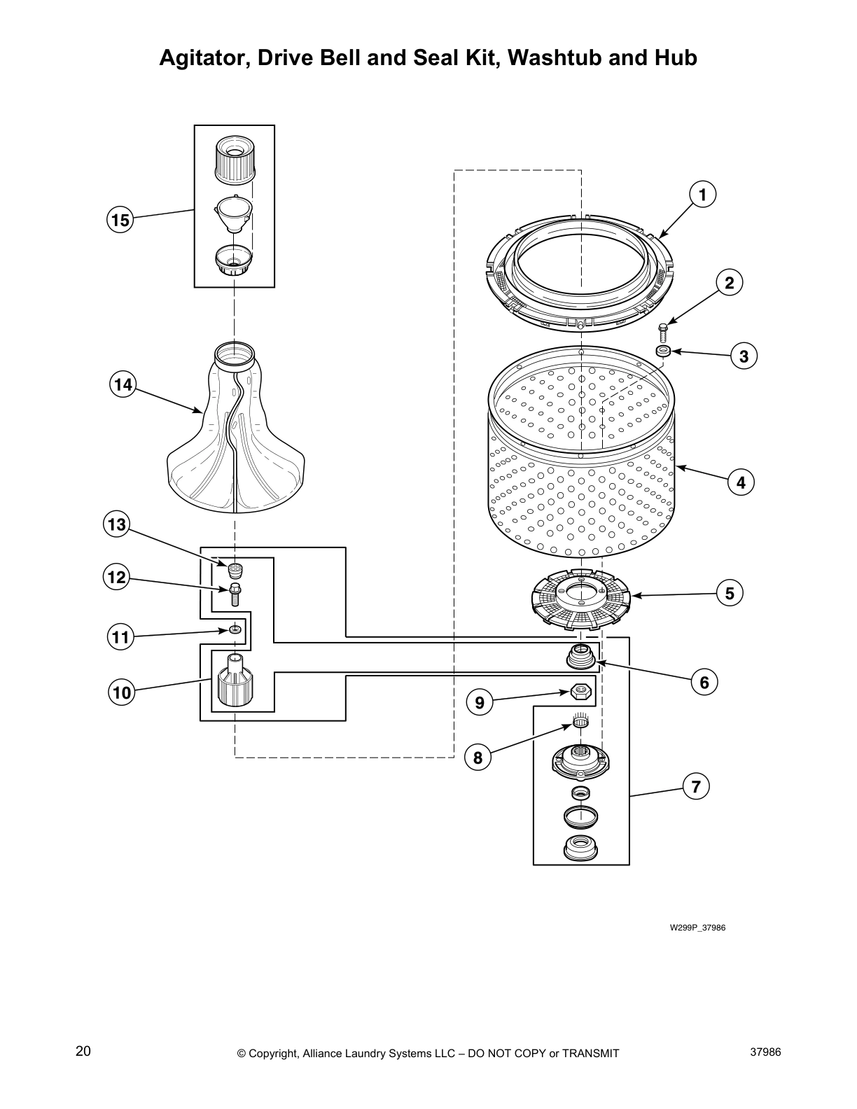 Agitator, Drive Bell and Seal Kit, Washtub and Hub