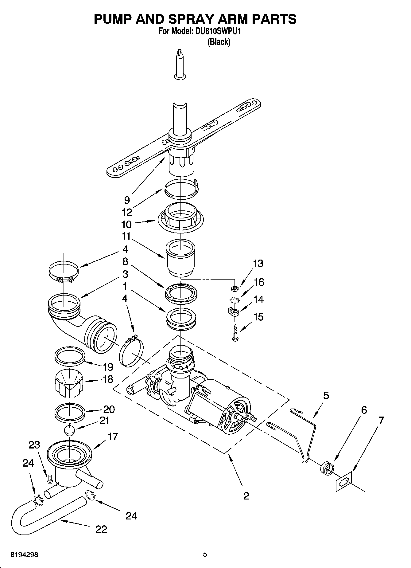 04 - PUMP AND SPRAY ARM PARTS