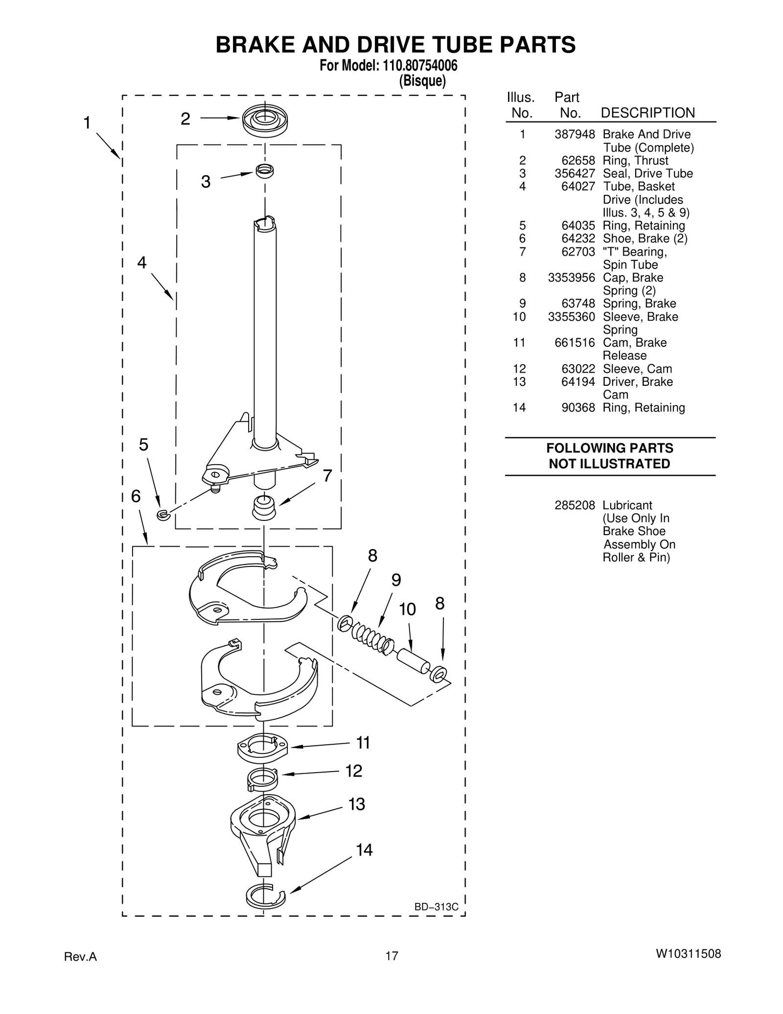 BRAKE AND DRIVE TUBE PARTS