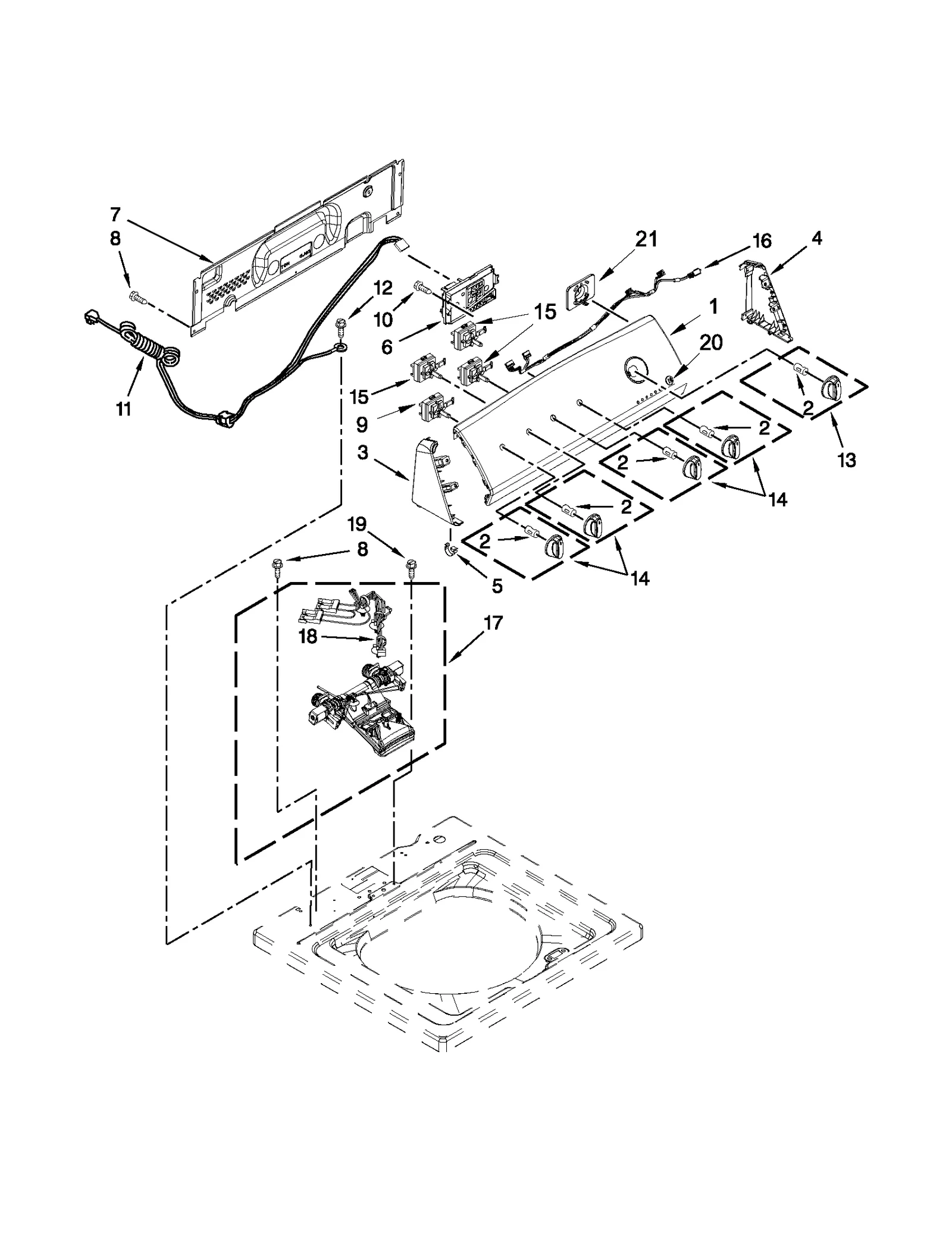 CONSOLE AND WATER INLET PARTS
