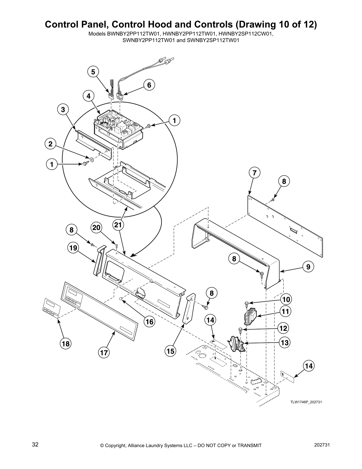 Control Panel, Control Hood and Controls (Drawing 10 of 12)