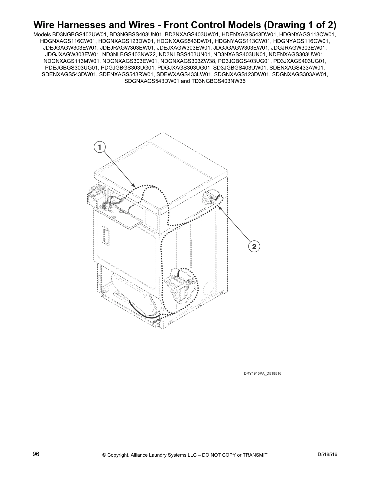 Wire Harnesses and Wires - Front Control Models (Drawing 1 of 2)