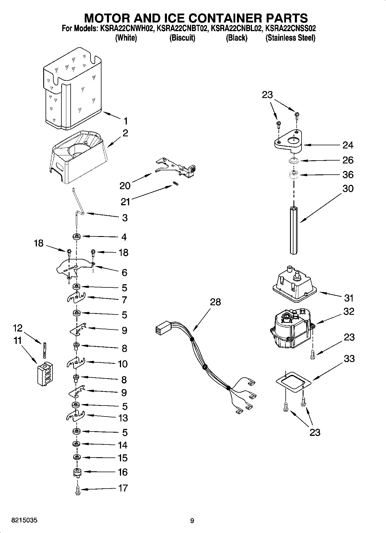 06 - MOTOR AND ICE CONTAINER PARTS