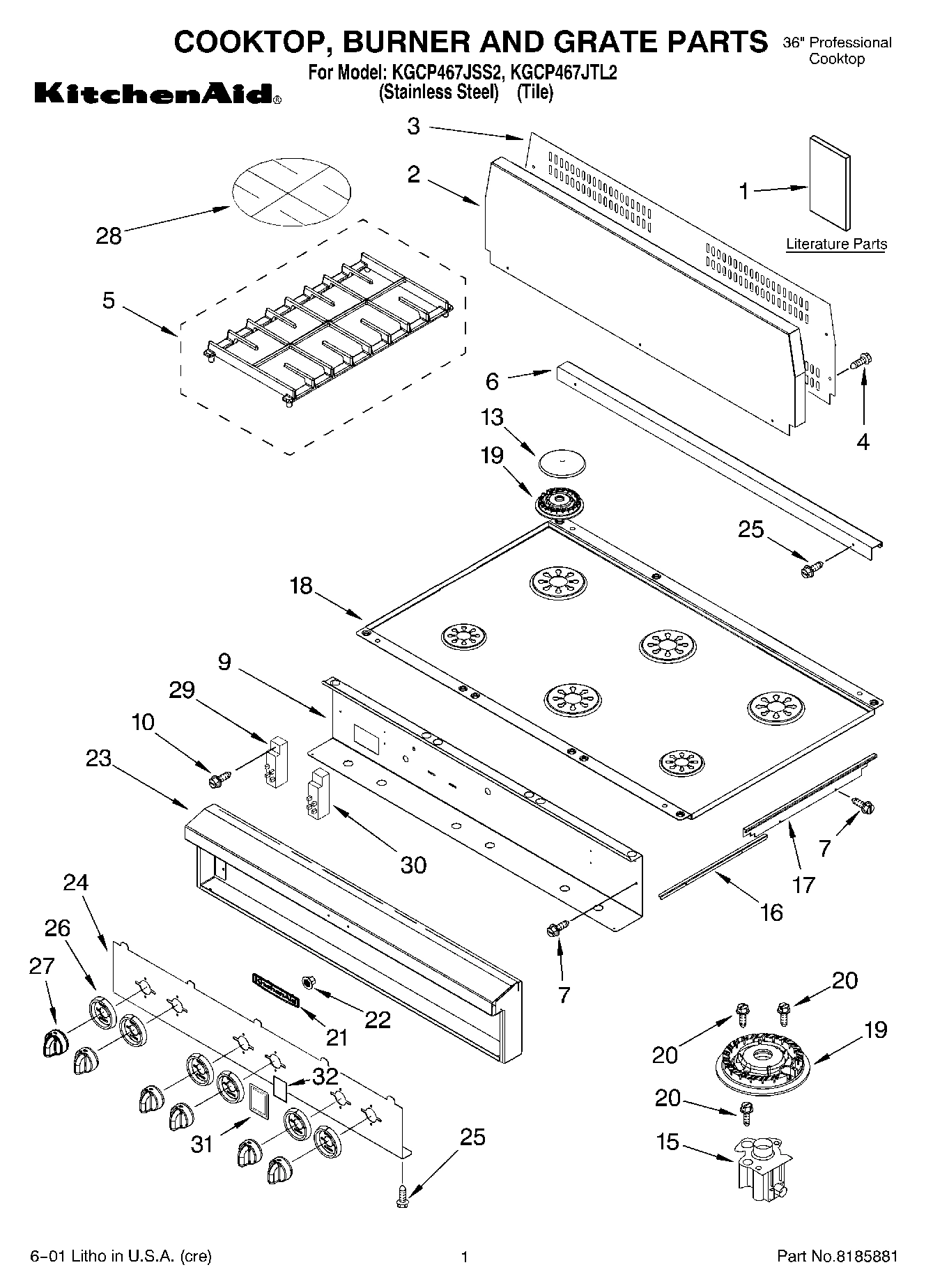 01 - COOKTOP, BURNER AND GRATE PARTS