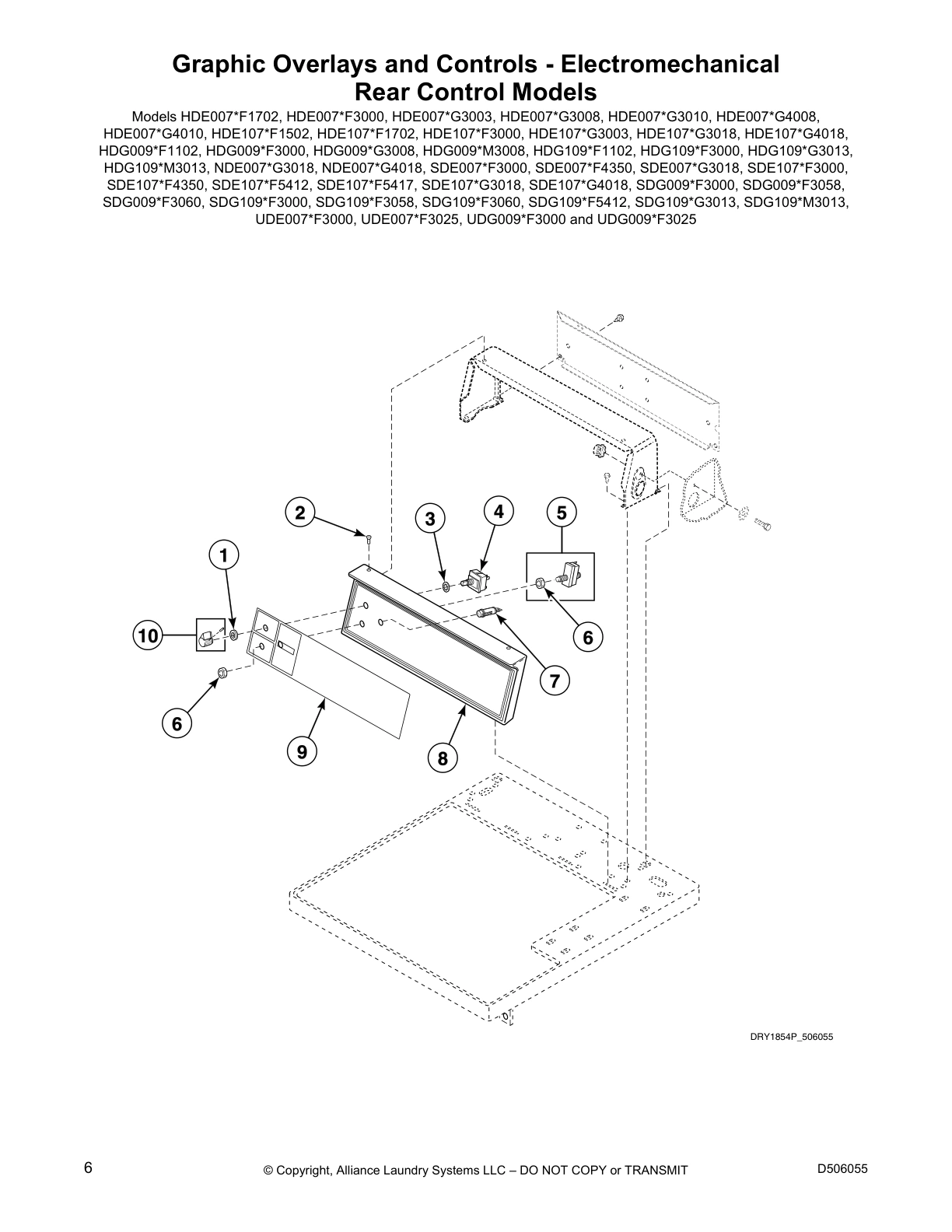 Graphic Overlays and Controls - Electromechanical 
Rear Control Models