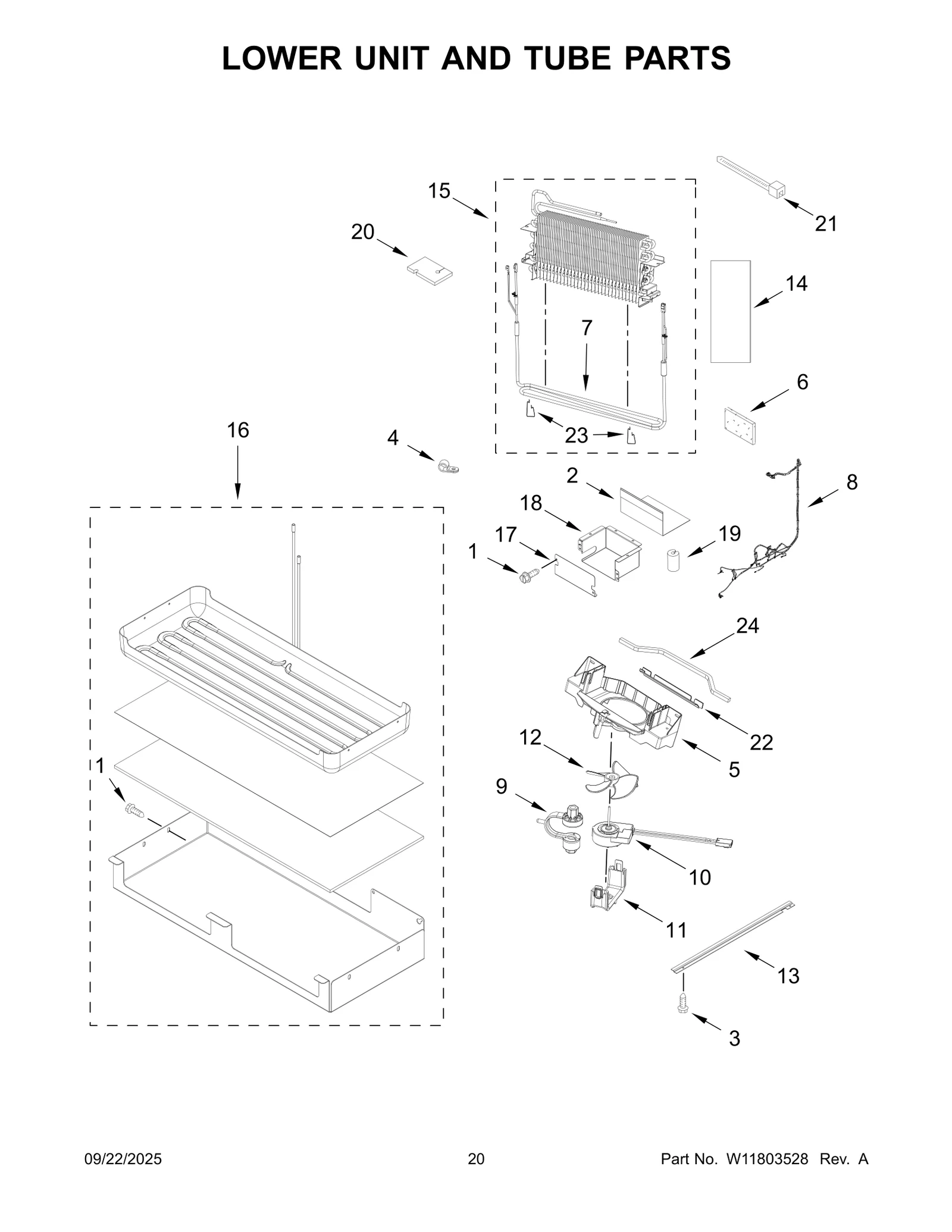 LOWER UNIT AND TUBE PARTS