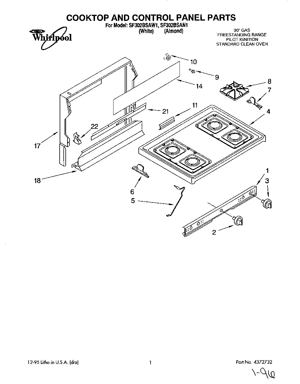 01 - COOKTOP AND CONTROL PANEL, LITERATURE
