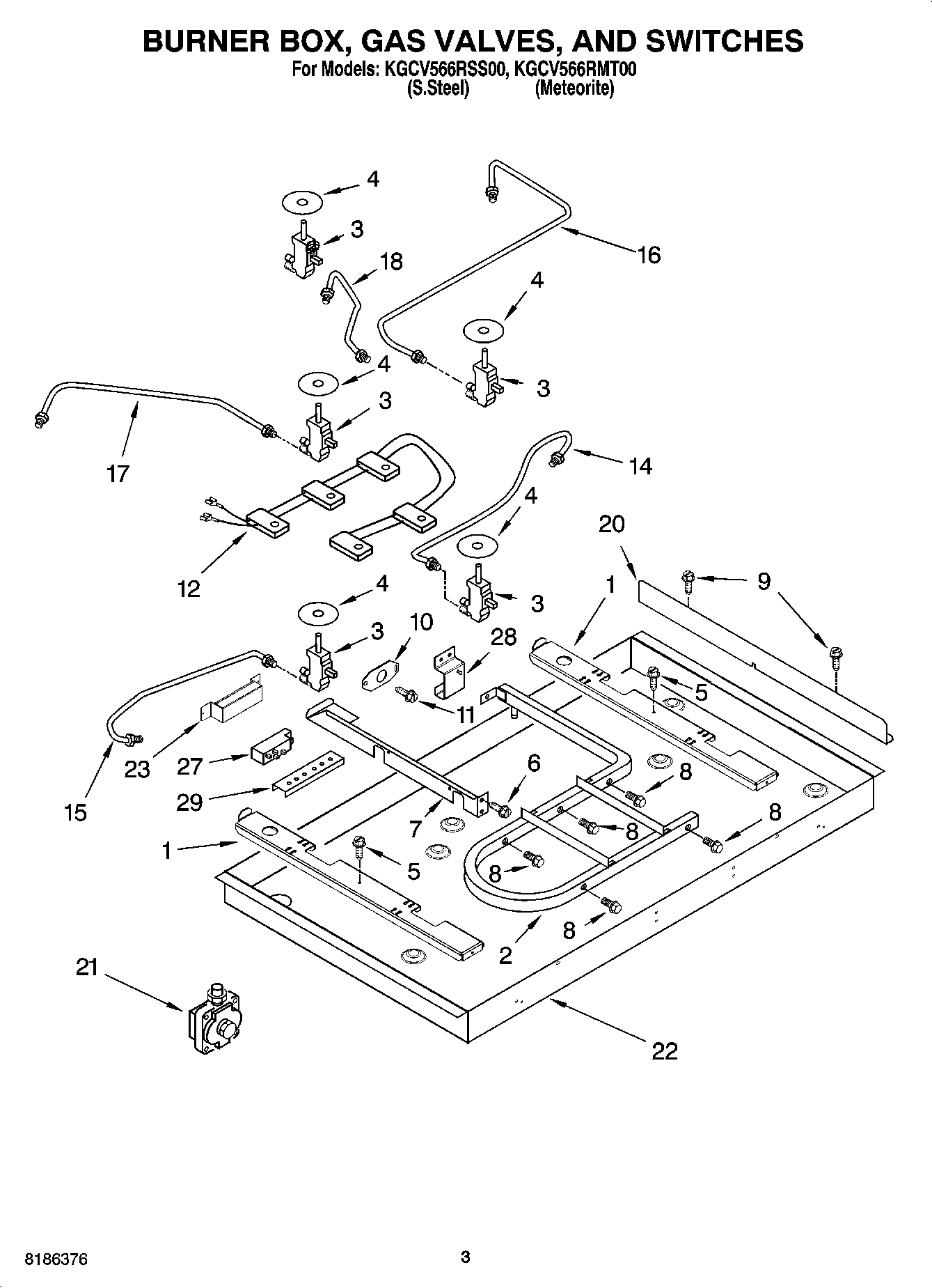 02 - BURNER BOX, GAS VALVES, AND SWITCHES, OPTIONAL PARTS