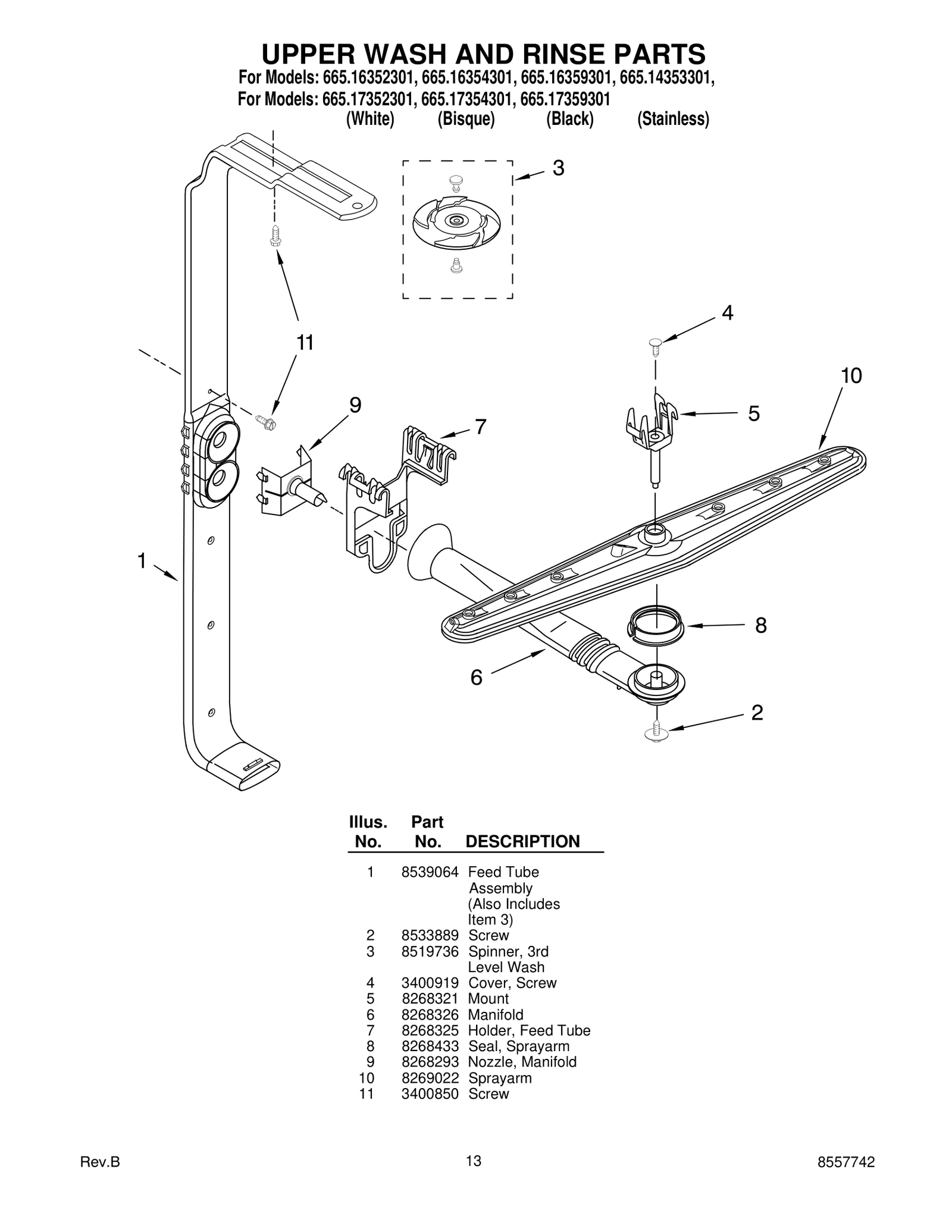 UPPER WASH AND RINSE PARTS