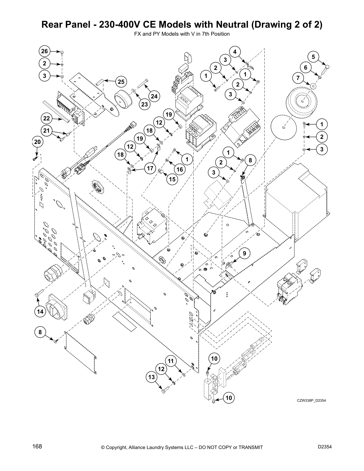 Rear Panel - 230-400V CE Models with Neutral (Drawing 2 of 2)