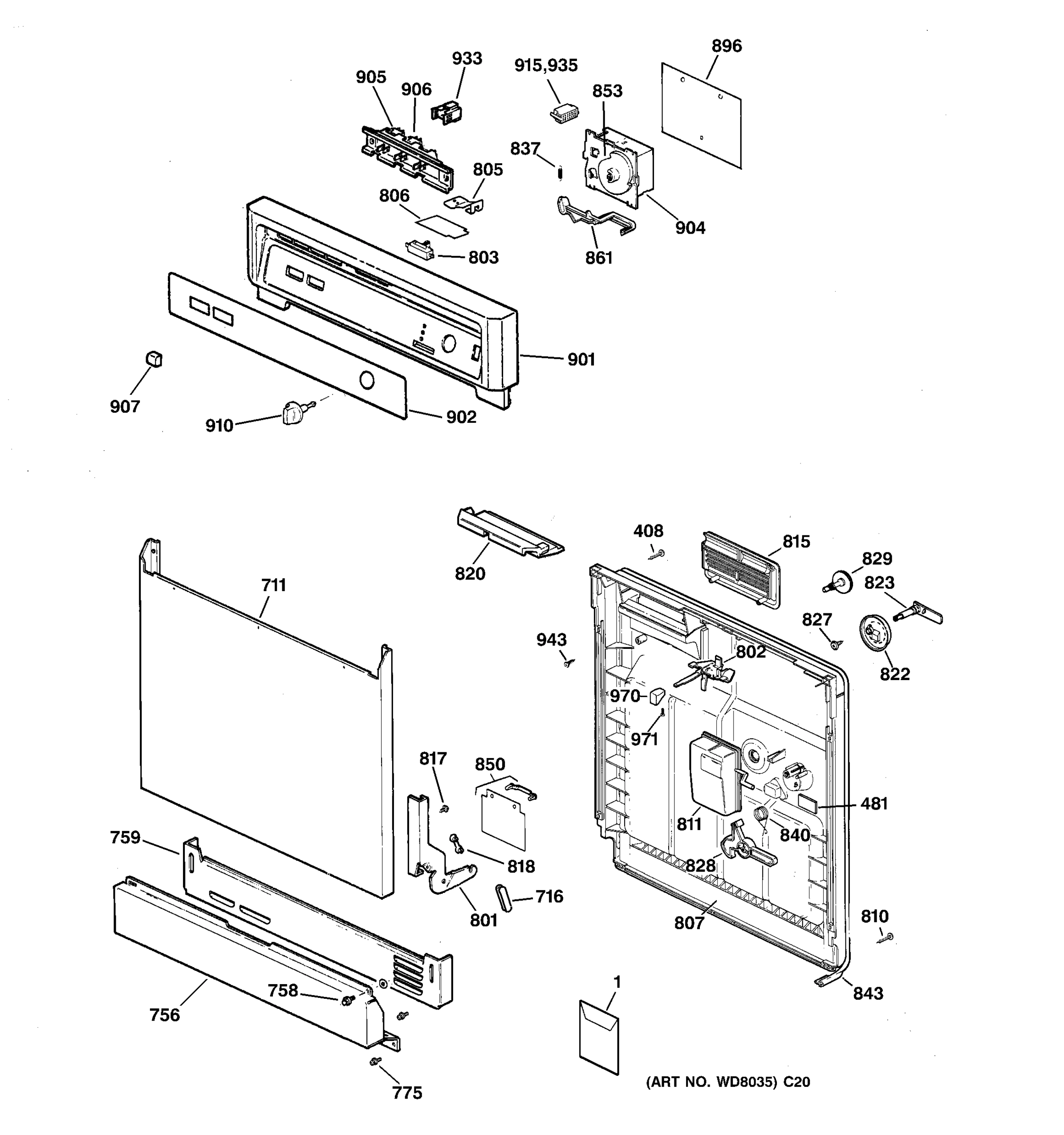 ESCUTCHEON & DOOR ASSEMBLY