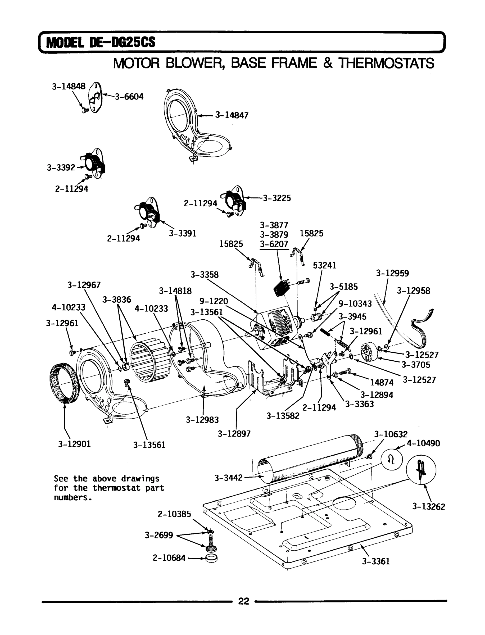 09 - MOTOR, BLOWER, BASE FRAME & THERMOSTATS