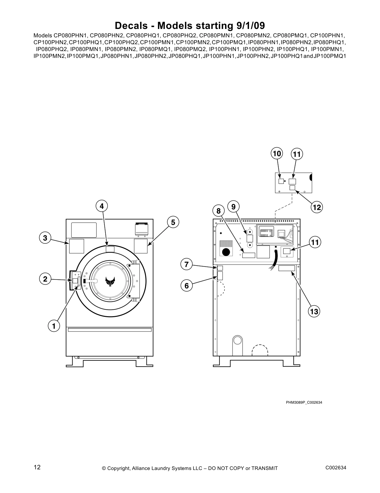 Decals - Models starting 9/1/09