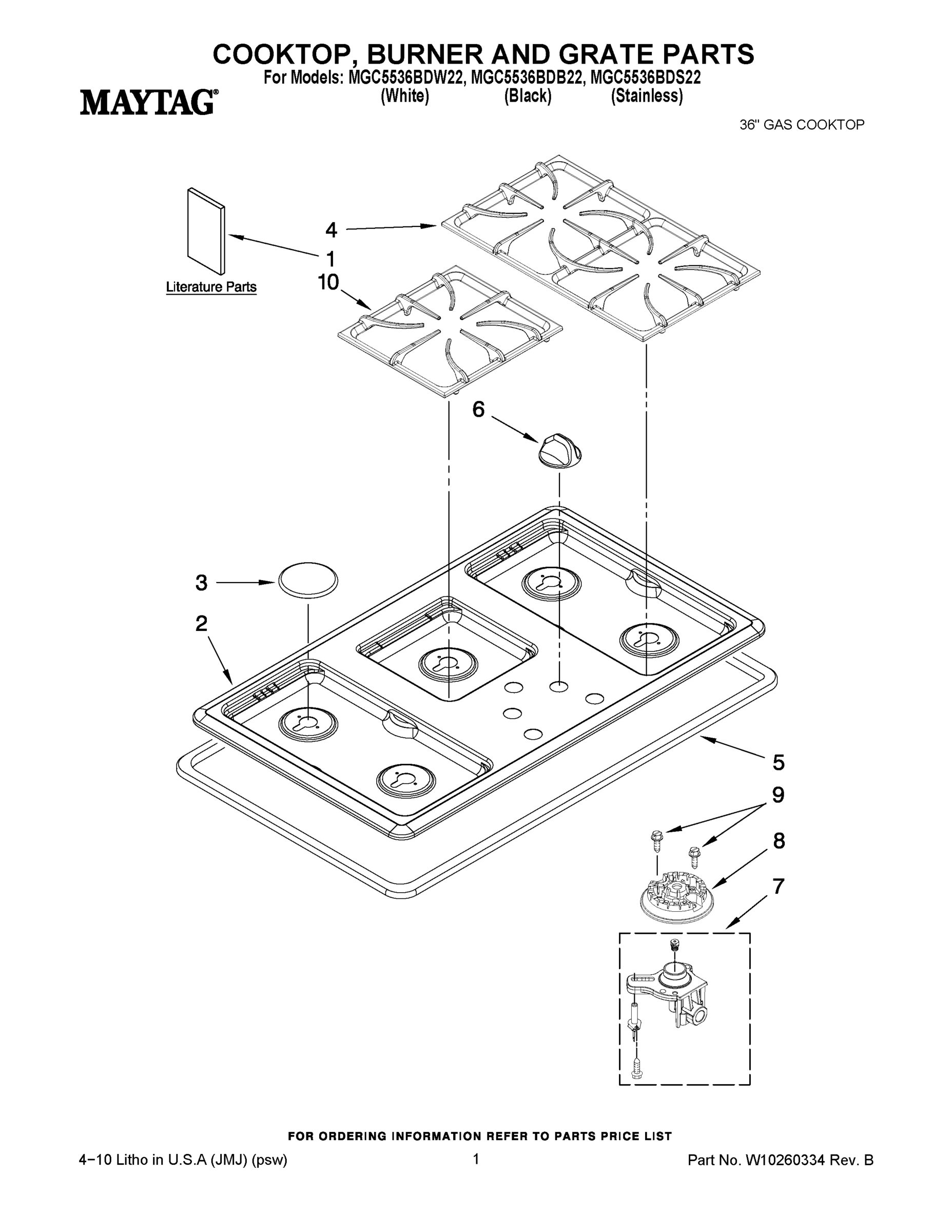 01 - COOKTOP, BURNER AND GRATE PARTS