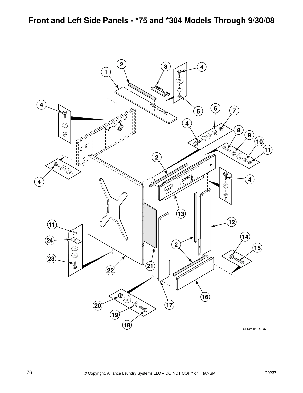 Front and Left Side Panels - *75 and *304 Models Through 9/30/08