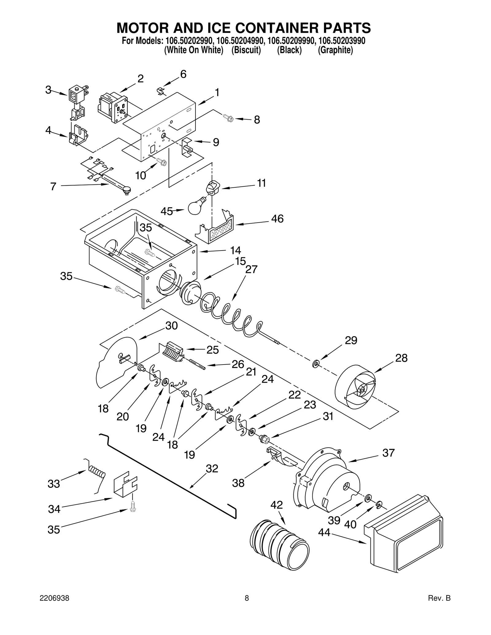 MOTOR AND ICE CONTAINER PARTS